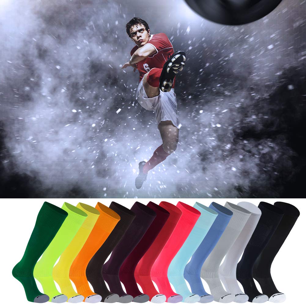**Sunew 2/3 Pack Athletic Sports Socks for Soccer, Baseball, Softball, Football & Volleyball – Youth & Adult Sizes (4 Sizes) – Perfect for Training, Games & Team Sports**