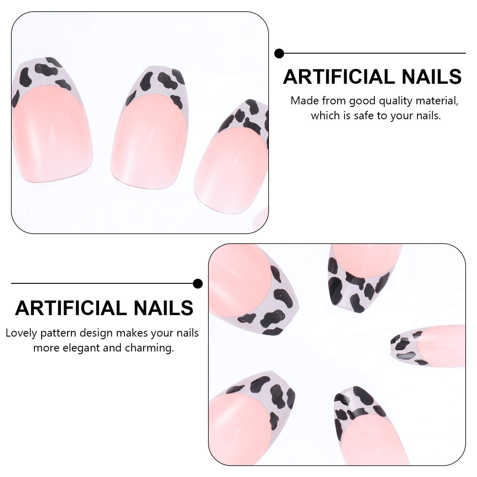 Beaupretty 48pcs Milk Pattern Press on Nails - Full Cover Artificial Nail Tips with Nail Art Stickers & Decals for DIY Nail Decorations | Perfect for Parties, Weddings, and Everyday Glam