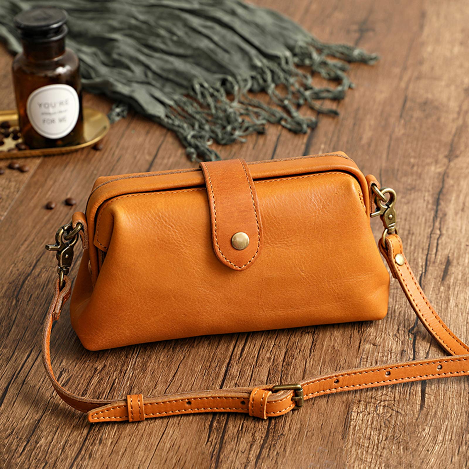 Vintage Handmade Leather Crossbody Bag for Women - Small Retro Purse with Adjustable Strap | Perfect for Daily Use, Travel & Casual Outings