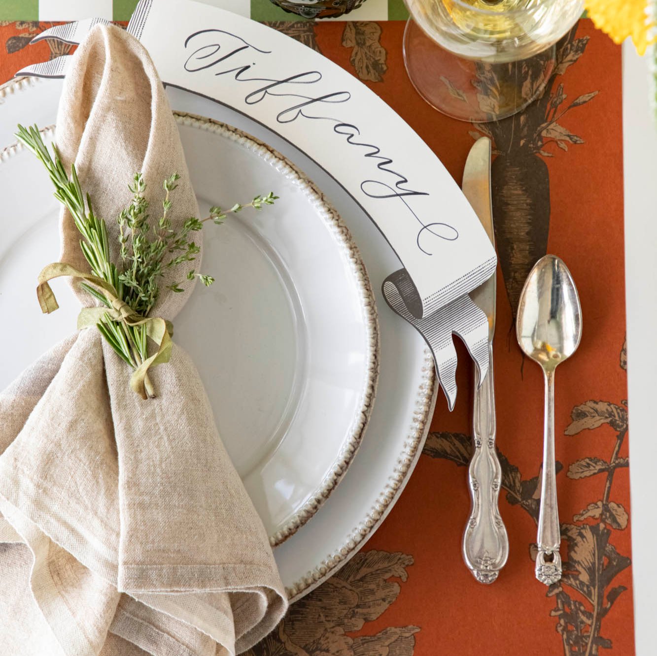 Premium Harvest Vegetable (Persimmon) Placemat Set - Natural Fiber Table Mats for Dining, Kitchen & Holiday Decor - Eco-Friendly Home Decor Accessories