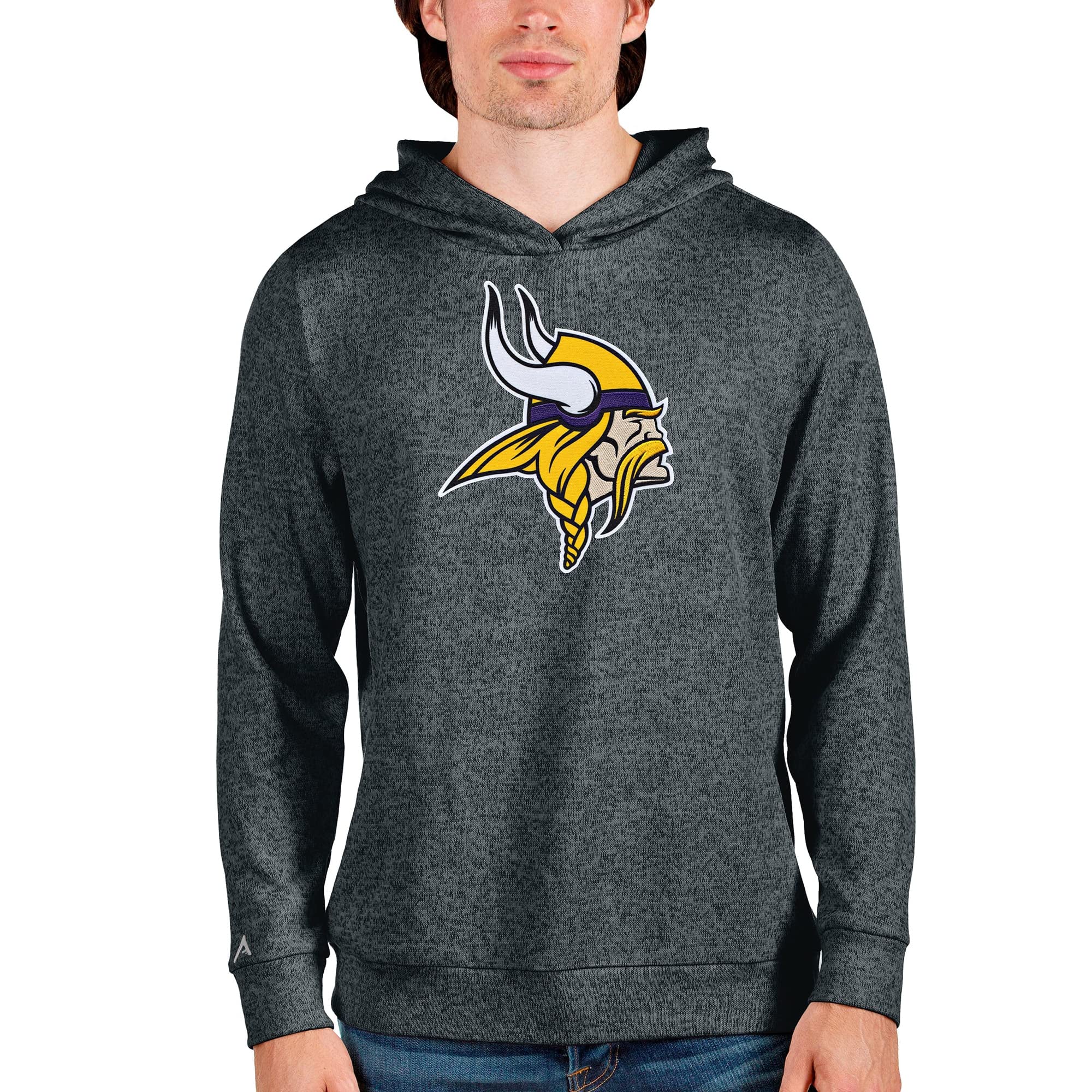 Antigua Men's Heathered Absolute Pullover Hoodie - Soft Fleece Sweatshirt for Casual Wear & Outdoor Activities | Comfortable Cotton Blend Hooded Sweater for Gym, Travel & Lounge