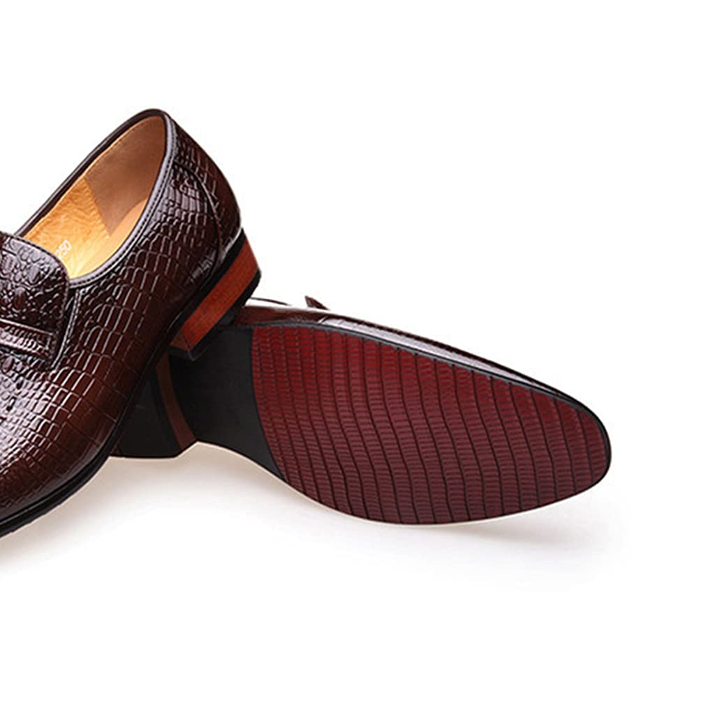 **Men's Formal Leather Shoes - British Style Wedding, Prom, Office & Business Dress Shoes - Brown (Size 41/UK 7.5/US 8) - Perfect for Weddings, Business Meetings & Formal Events**