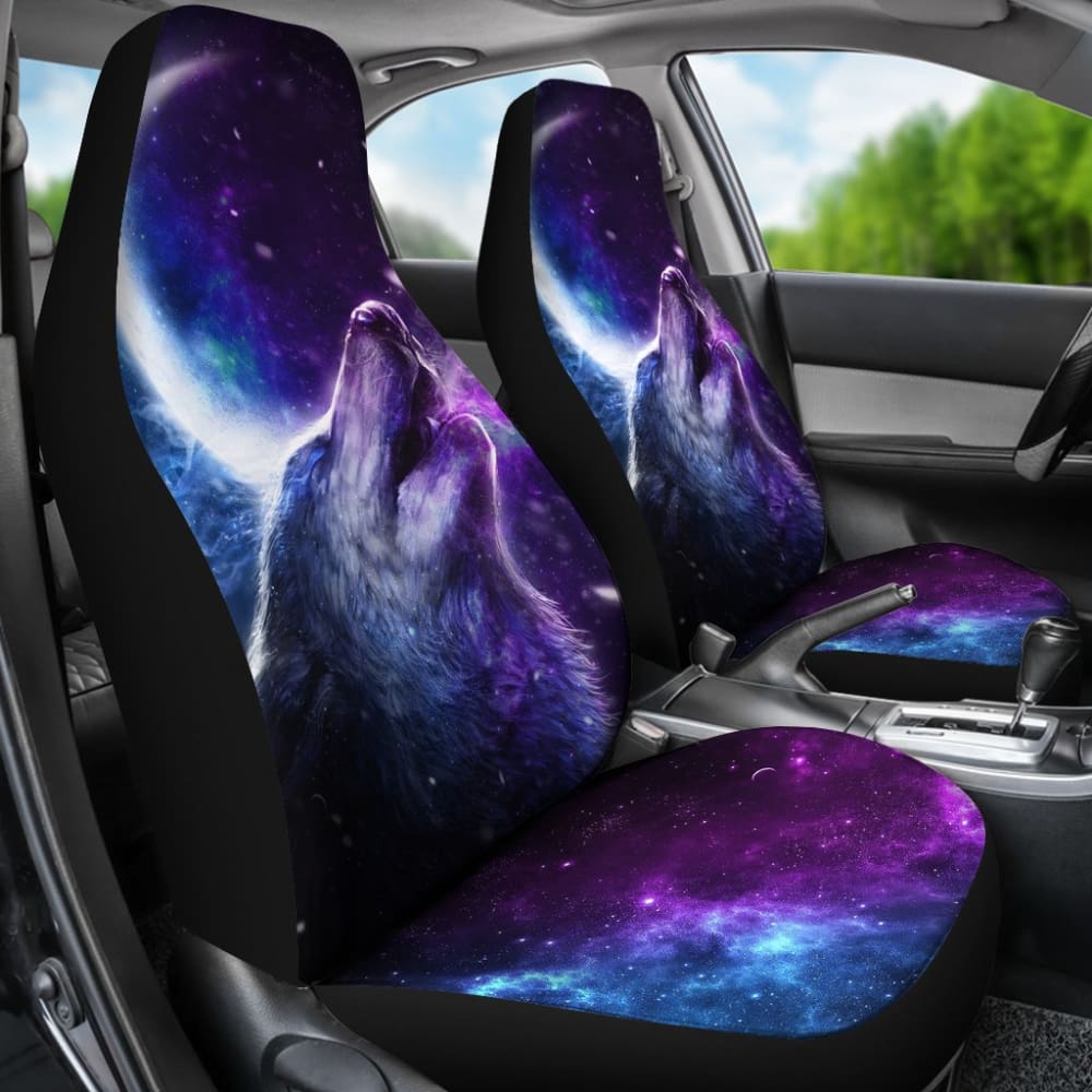Premium Galaxy Wolf & Moon Car Seat Covers - Universal Fit for Cars, Trucks & SUVs - Stylish & Protective Auto Accessories for Night Riders & Outdoor Enthusiasts