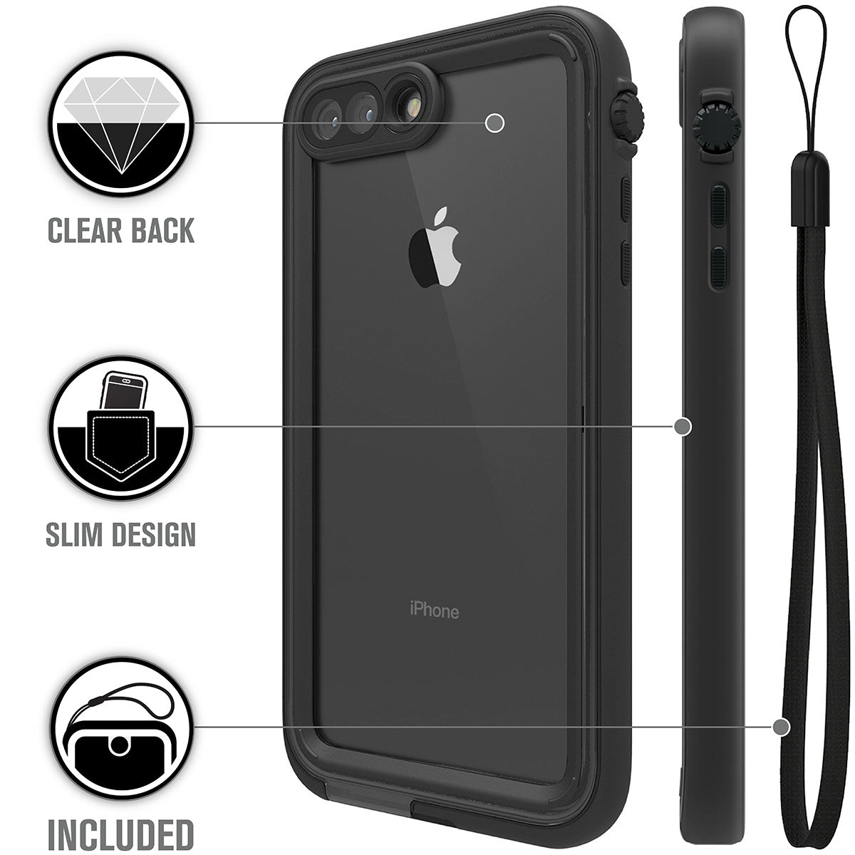 Waterproof Case for iPhone 8 Plus/7 Plus - Shockproof & Dustproof Protection for Swimming, Beach, Outdoor Activities