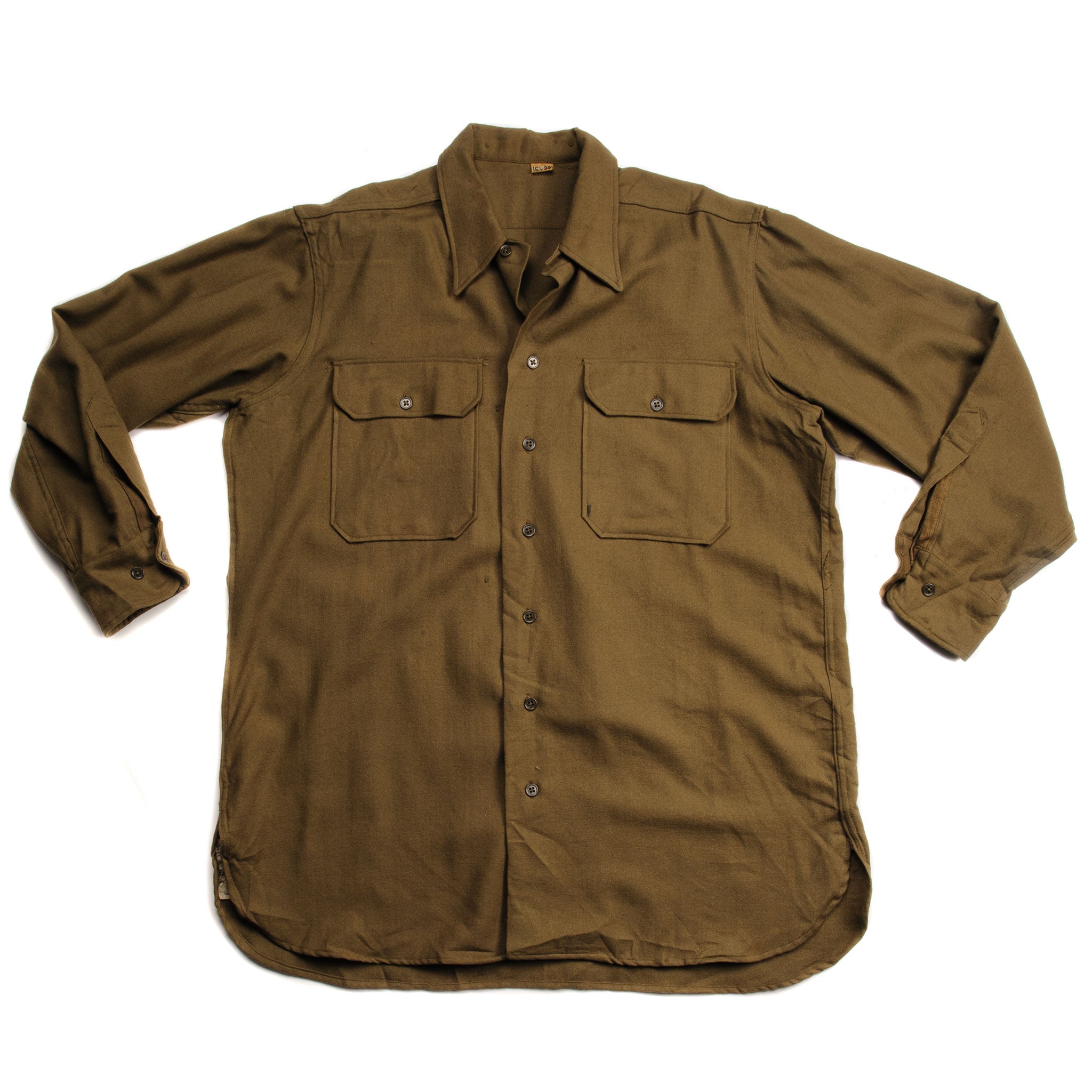 Vintage US Army M37 Flannel Shirt - WW2 Military Uniform (1945) - Size 16.5 x 33 - Authentic Military Surplus for Reenactment & Outdoor Adventures