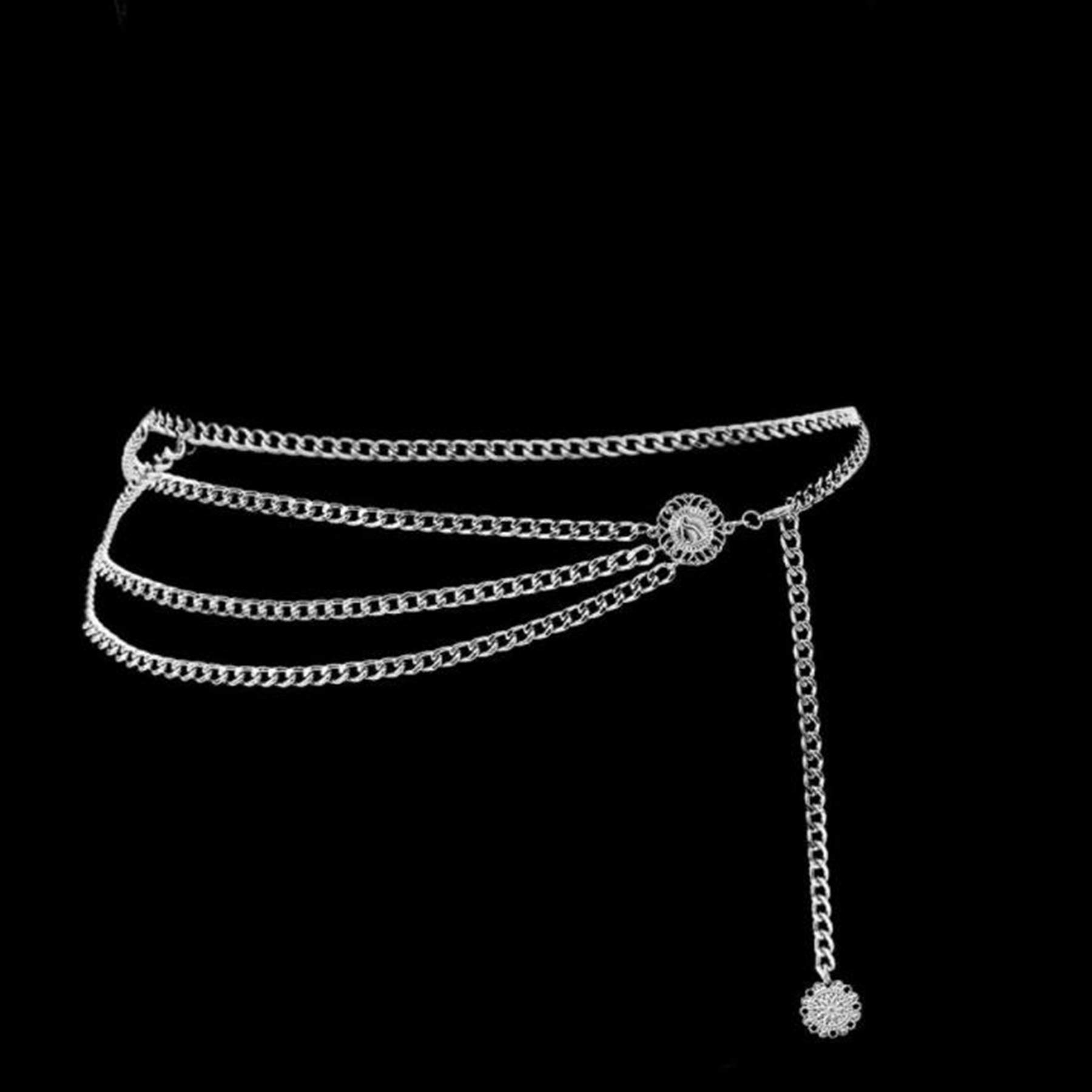Chargances Adjustable Silver Waist Chain for Women - Elegant Body Jewelry with Disc Pendant, Perfect Belly Chain Accessory for Dresses, Jeans & Night Out Outfits | Trendy Women's Fashion Jewelry for Parties, Beach & Special Occasions