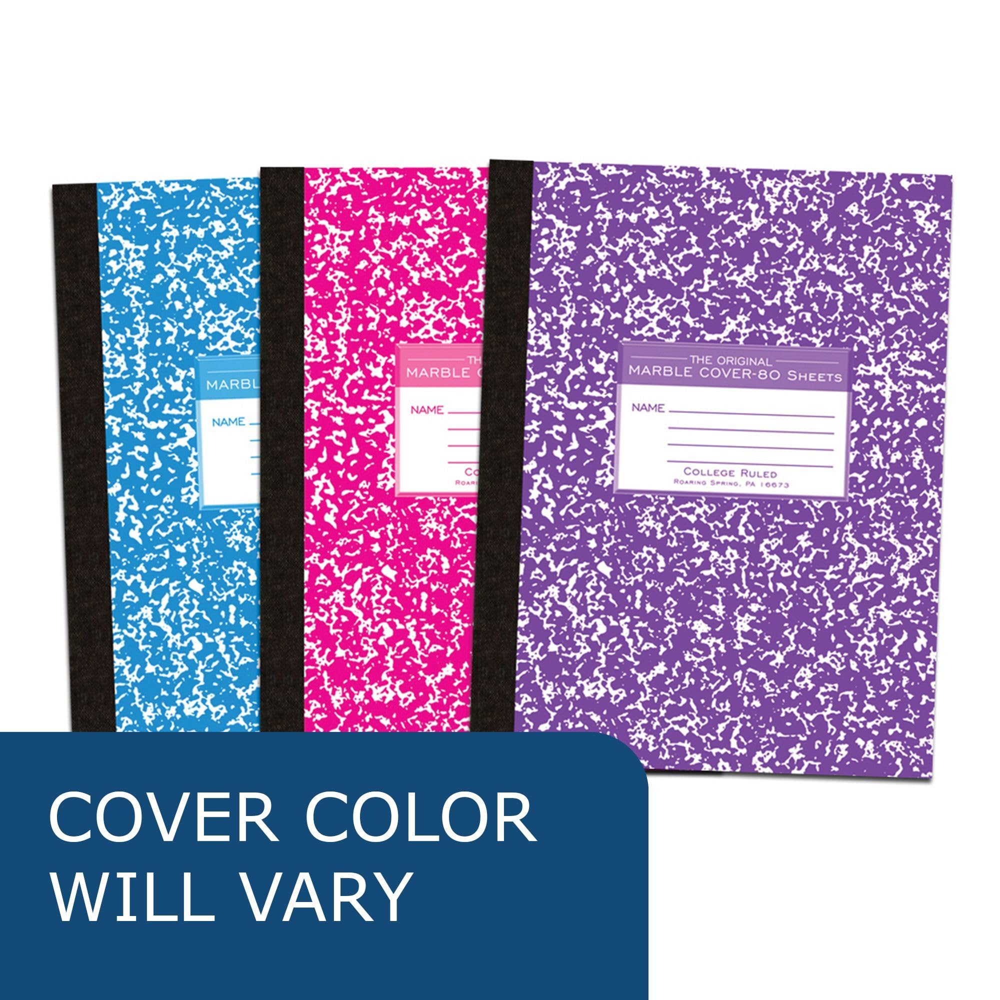 Roaring Spring Colored Composition Notebook - Case of 48, College Ruled, 80 Sheets, 15# White Paper, 10.25