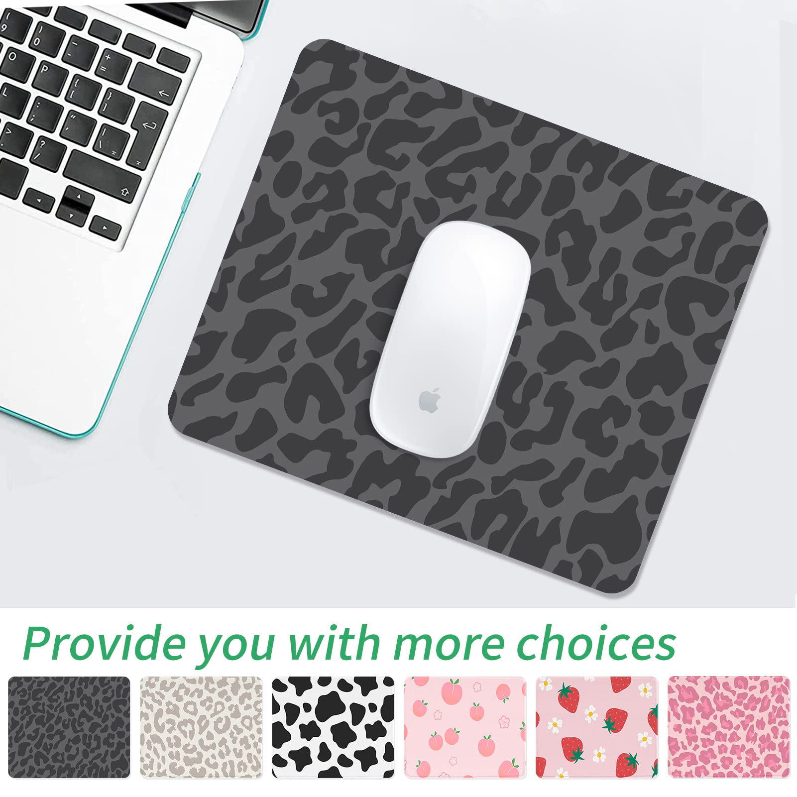 Seorsok Black Leopard Mouse Pad - Non-Slip Rubber Base, Waterproof Square Mouse Mat for Office & Laptop (9.5