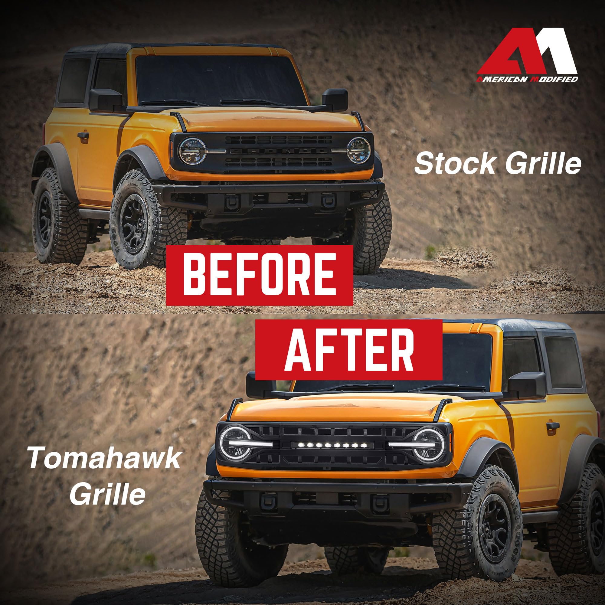 2021-2023 Ford Bronco Front Armor Grille Replacement | Matte Black Off-Road Bumper Grill with LED Light Mounts | Perfect for Off-Roading, Overlanding & Truck Customization