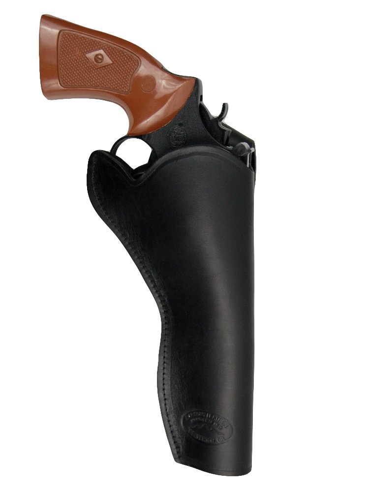Barsony Premium Black Leather Cross-Draw Revolver Holster for 6 Inch Handguns - Perfect for Concealed Carry, Outdoor Hunting & Range Shooting