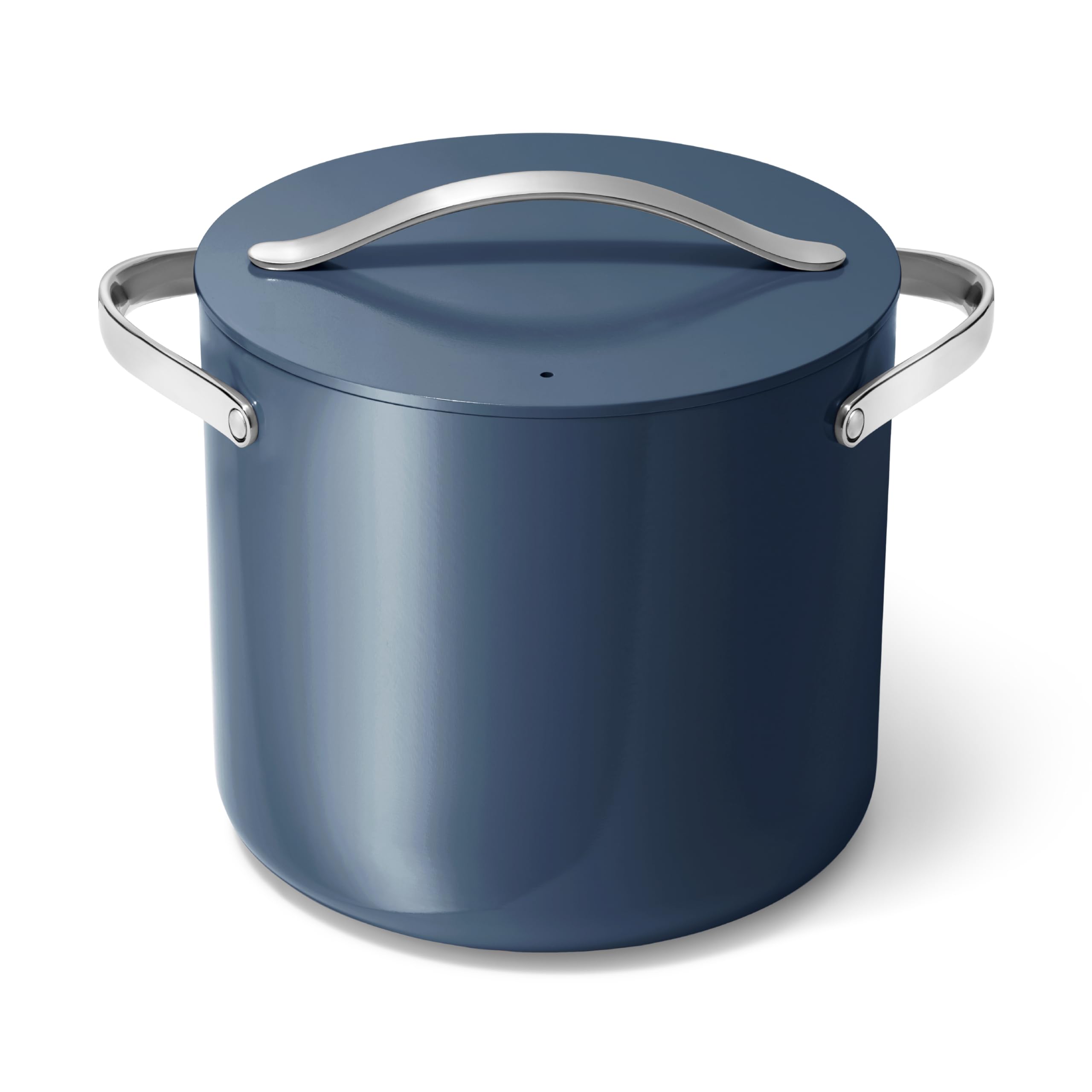 Caraway 12 Qt Ceramic Coated Stock Pot with Lid - PFAS-Free Non-Toxic Cookware - Large Capacity Cooking Pot for Soups, Stews & Family Meals - Navy Blue