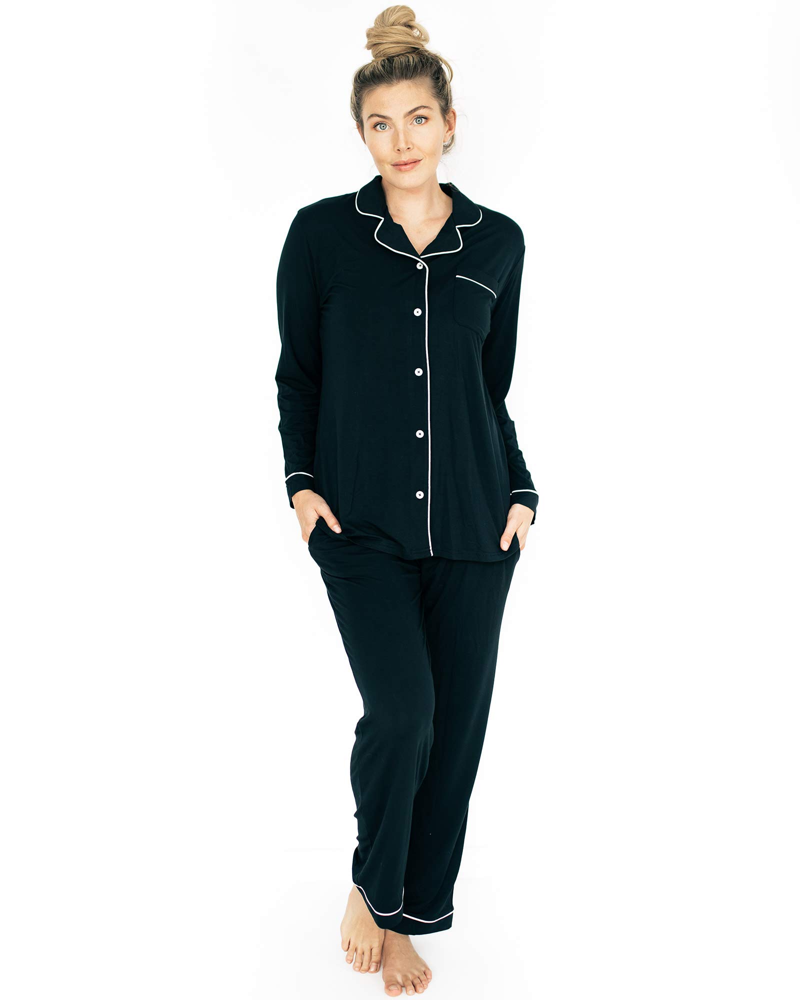 Kindred Bravely Clea Bamboo Classic Long Sleeve Maternity & Nursing Pajama Set - Soft & Comfortable Sleepwear for Pregnant & Breastfeeding Moms - Perfect for Nighttime Nursing, Lounging & Hospital Stay