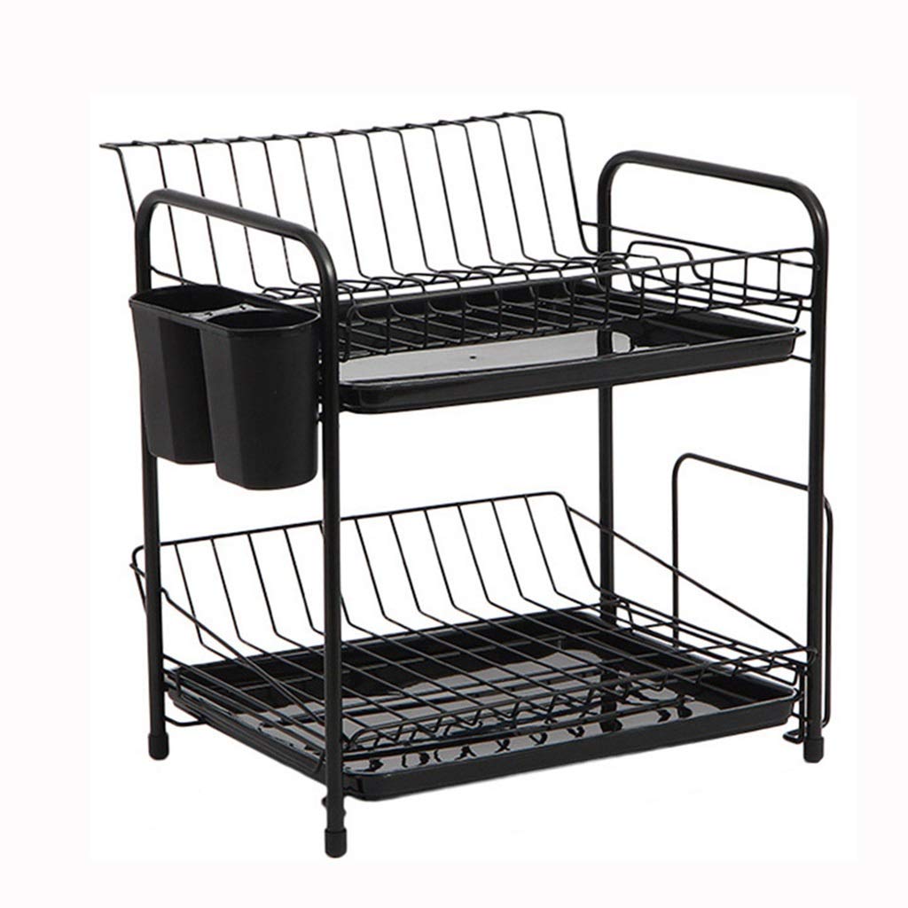 2-Tier Stainless Steel Dish Rack Set - Kitchen Organizer for Plates, Bowls & Utensils - Space Saving Drain Board for Countertop - Perfect for Small Kitchens & Dish Drying Storage