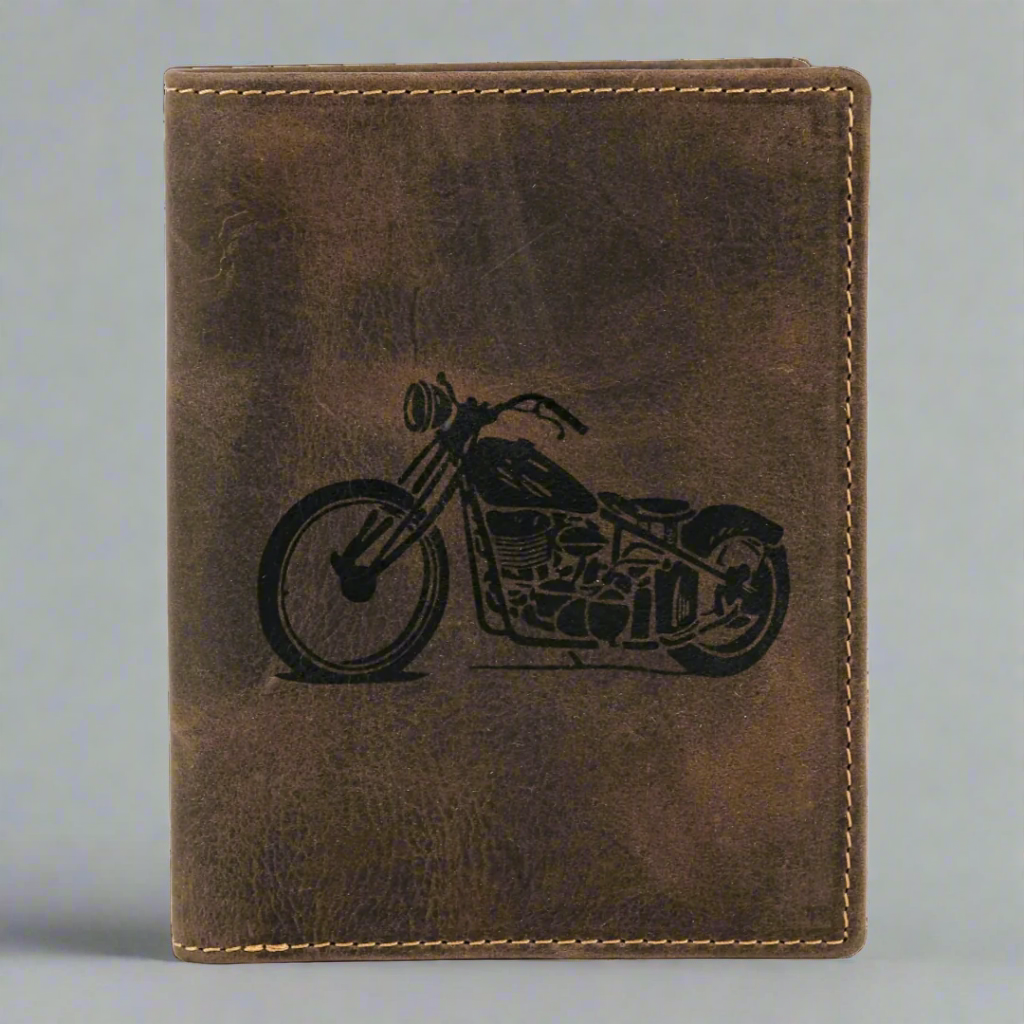Vintage Distressed Leather Wallet for Men - Genuine Leather Biker Wallet with RFID Blocking - Perfect for Motorcycle Riders & Everyday Carry (Black)