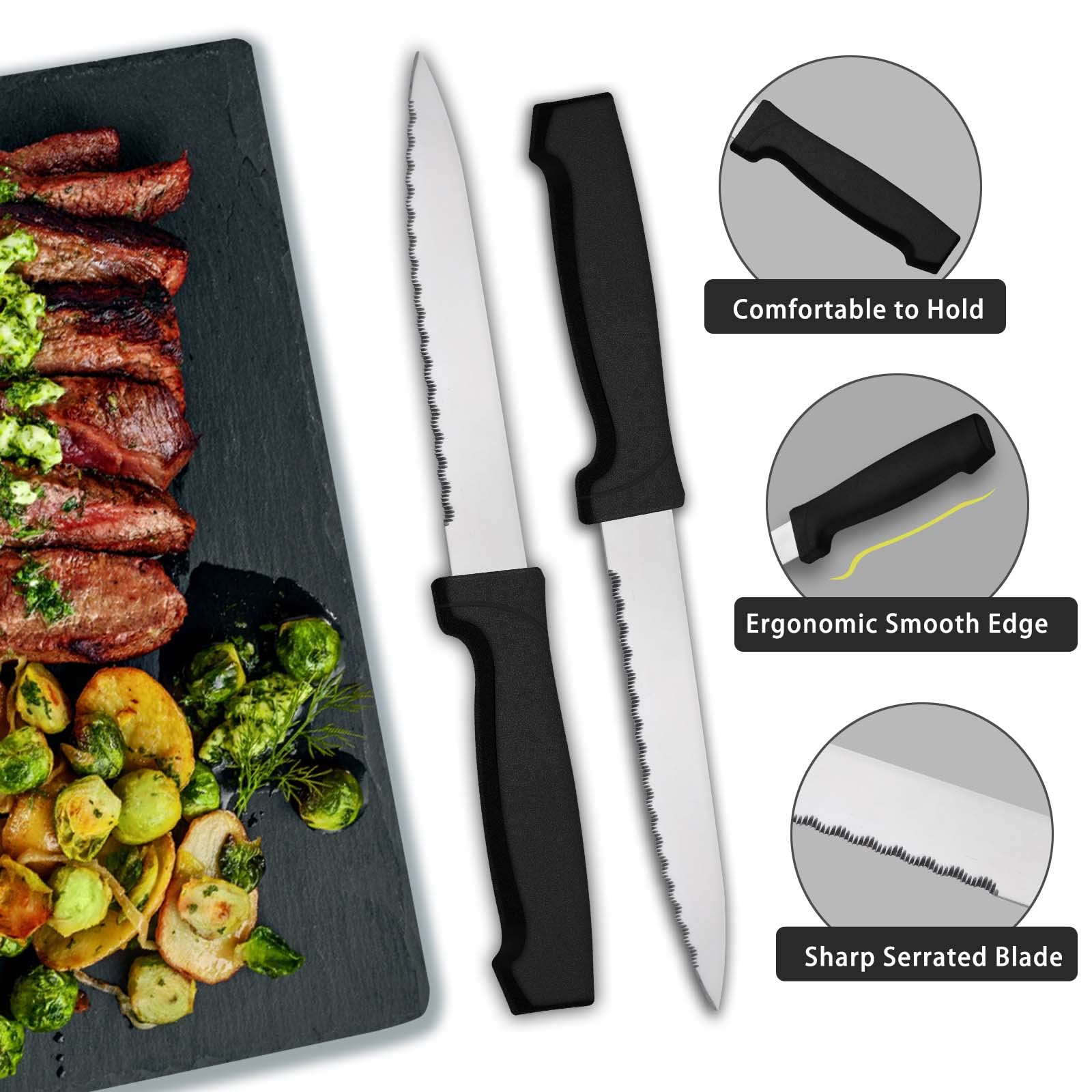 48-Piece Stainless Steel Flatware Set for 8 - Includes Forks, Spoons & Steak Knives - Dishwasher Safe Silverware for Home & Restaurant Use - Perfect for Dinner Parties, Weddings & Daily Dining