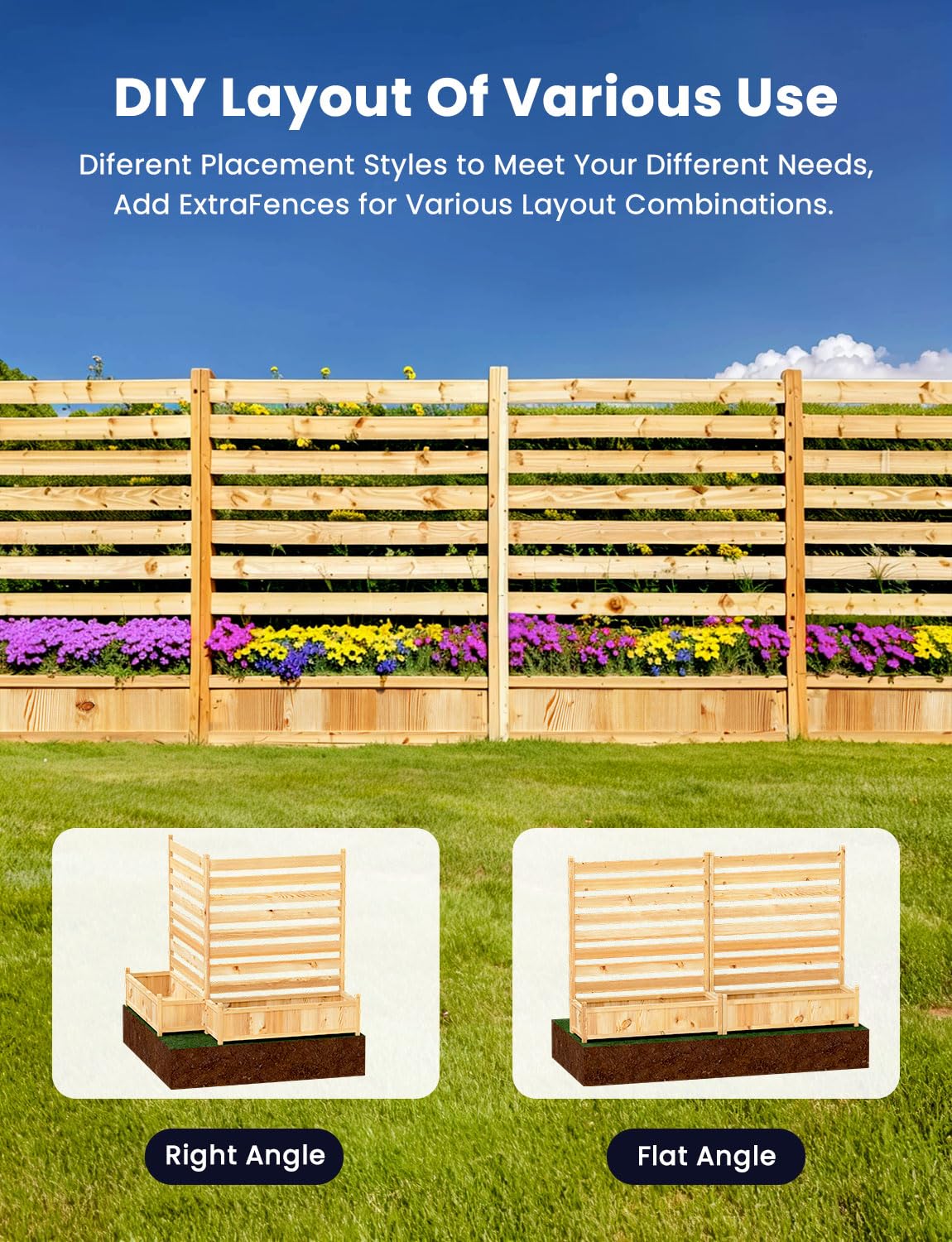Wood Privacy Screen Fence Panels - No Dig AC Unit Cover with Planter Box | Pool Equipment Enclosure & Outdoor Trash Can Hider | Durable Backyard Privacy Solution for Patio, Deck & Garden Areas