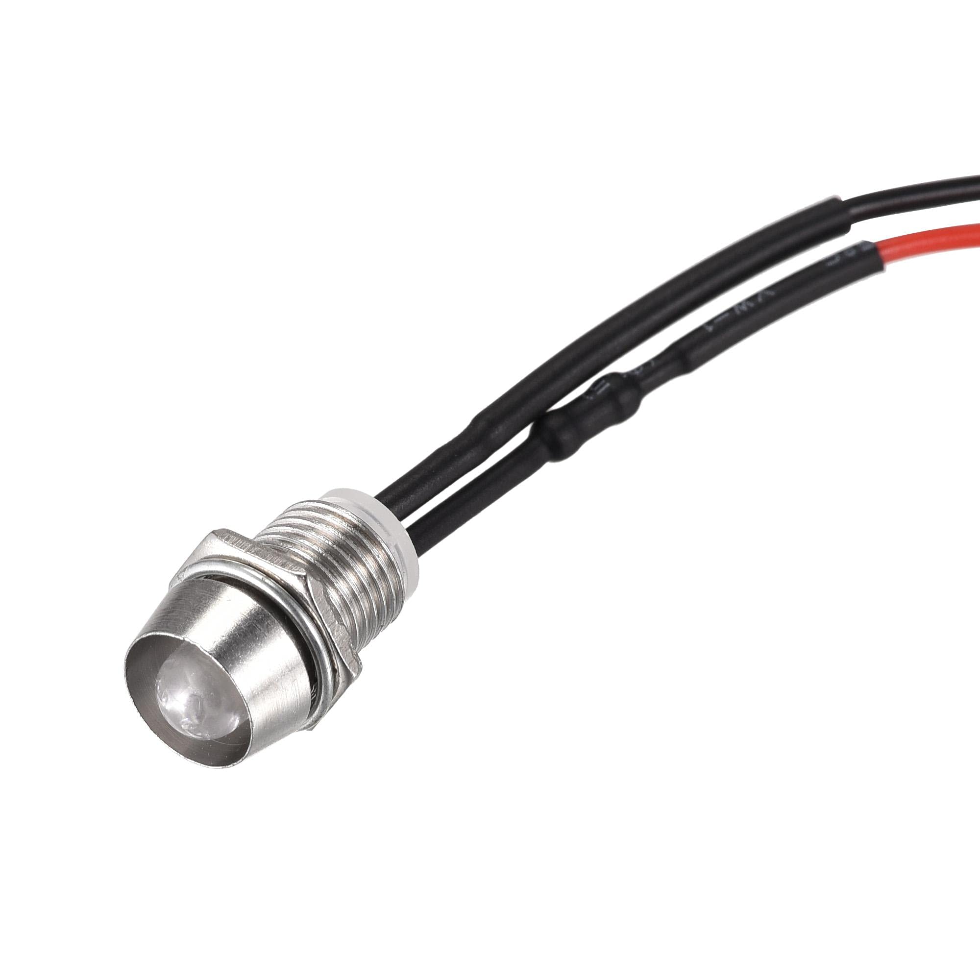 uxcell 8mm Panel Mount LED Indicator Light - AC/DC 110V White Signal Lamp with Metal Shell (2 Pack) - Perfect for Industrial Control Panels, Machinery & Equipment Status Indicators