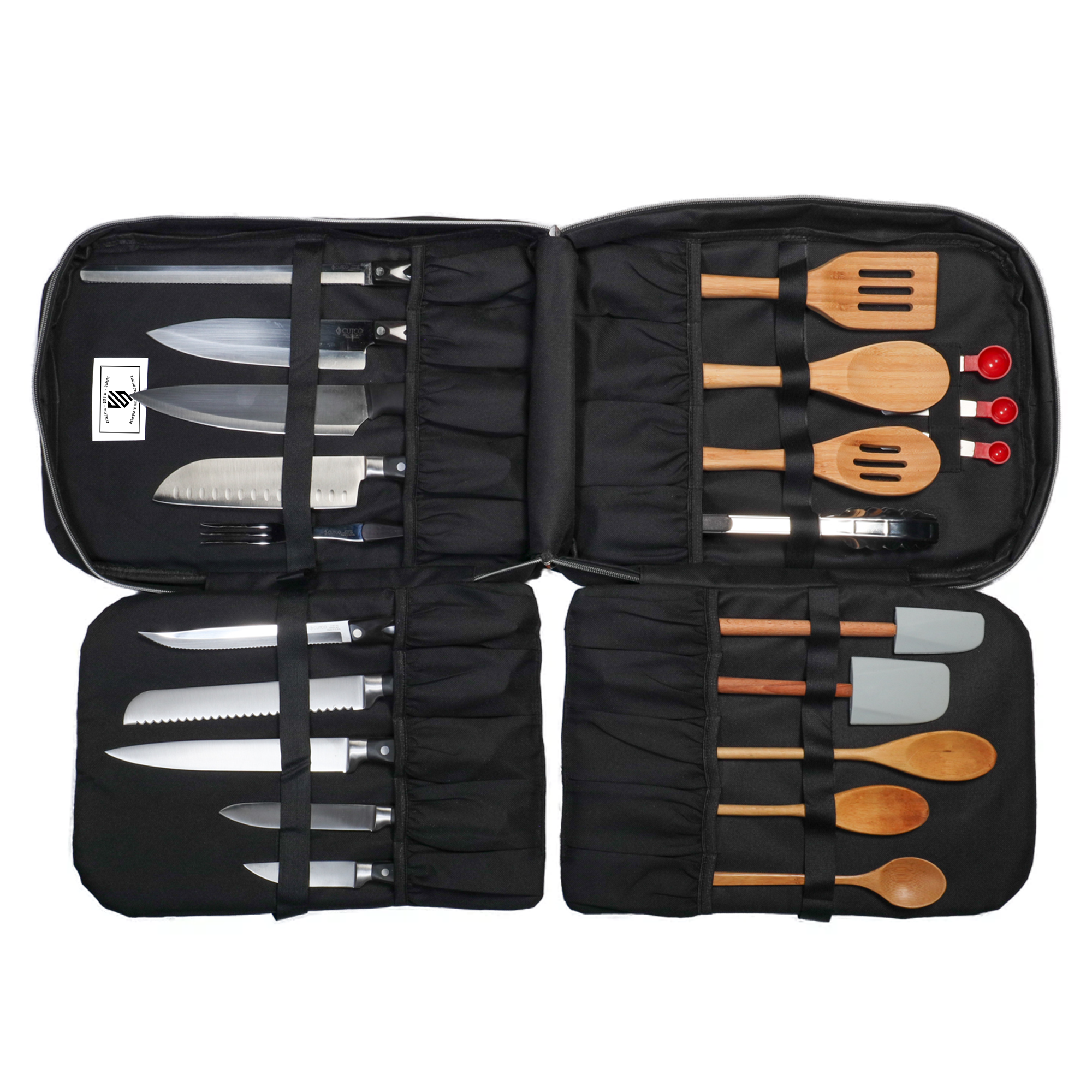Vintage Style Chef Knife Set with Backpack - Professional Kitchen Knives for Cooking, Camping & Outdoor Adventures