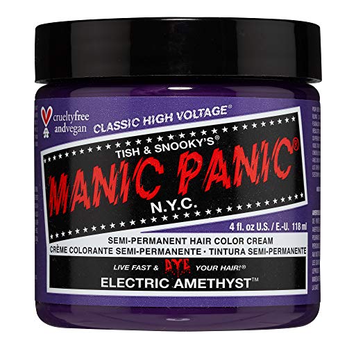 MANIC PANIC Electric Amethyst Semi-Permanent Vegan Hair Dye - Vibrant Purple Hair Color for DIY Styling & Creative Looks | Perfect for Parties, Cosplay & Bold Fashion Statements