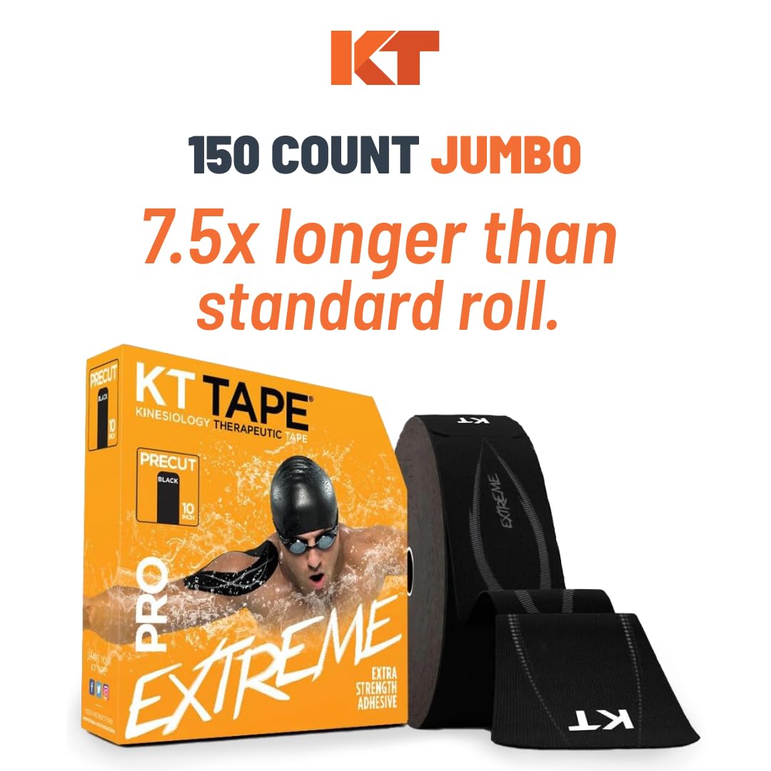 KT Tape PRO Extreme Synthetic Jumbo Kinesiology Athletic Tape - 150 Precut Strips (10