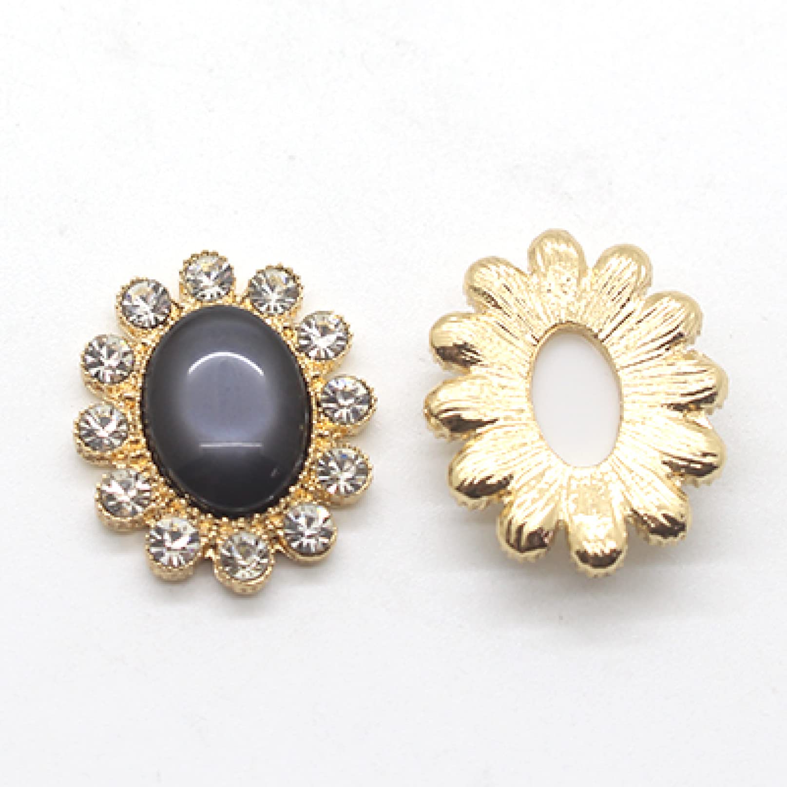 20pcs Oval Resin Rhinestone Buttons for Clothing DIY - Alloy Craft Buttons for Hair Accessories, Wedding Dress Decor - Perfect for Sewing, Scrapbooking & Costume Design