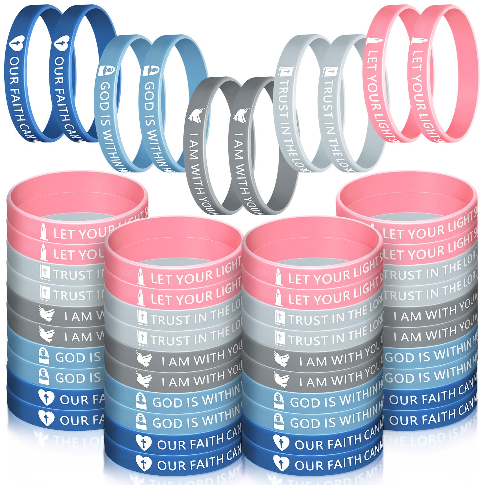 60 Pcs Christian Silicone Bracelets with Bible Verses - Inspirational Wristbands for Men, Women & Teens - Perfect for Church & Daily Wear
