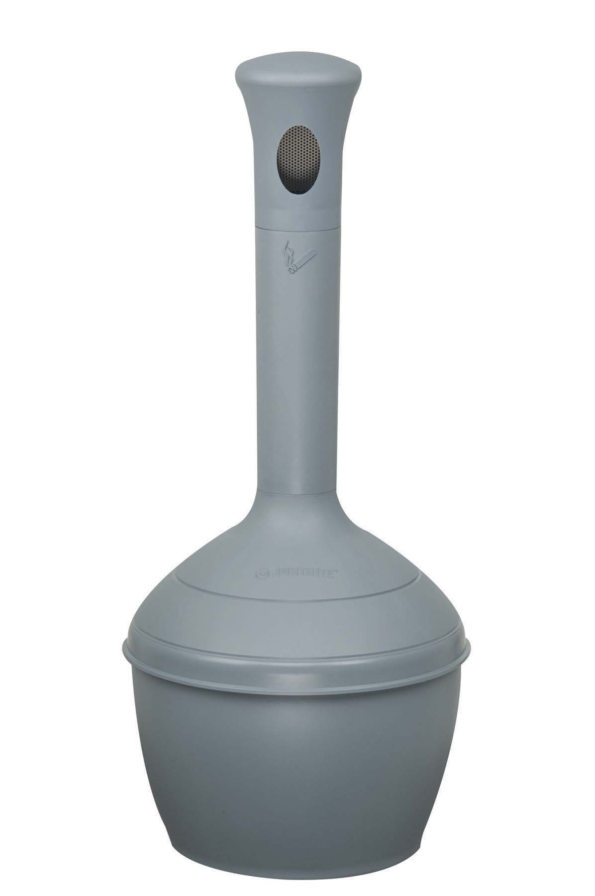 Justrite 268501 Elite Smoker Cease-Fire Cigarette Butt Receptacle - 4 Gallon Capacity Fireproof Ashtray for Outdoor Use, Gray - Perfect for Patios, Campgrounds & Smoking Areas