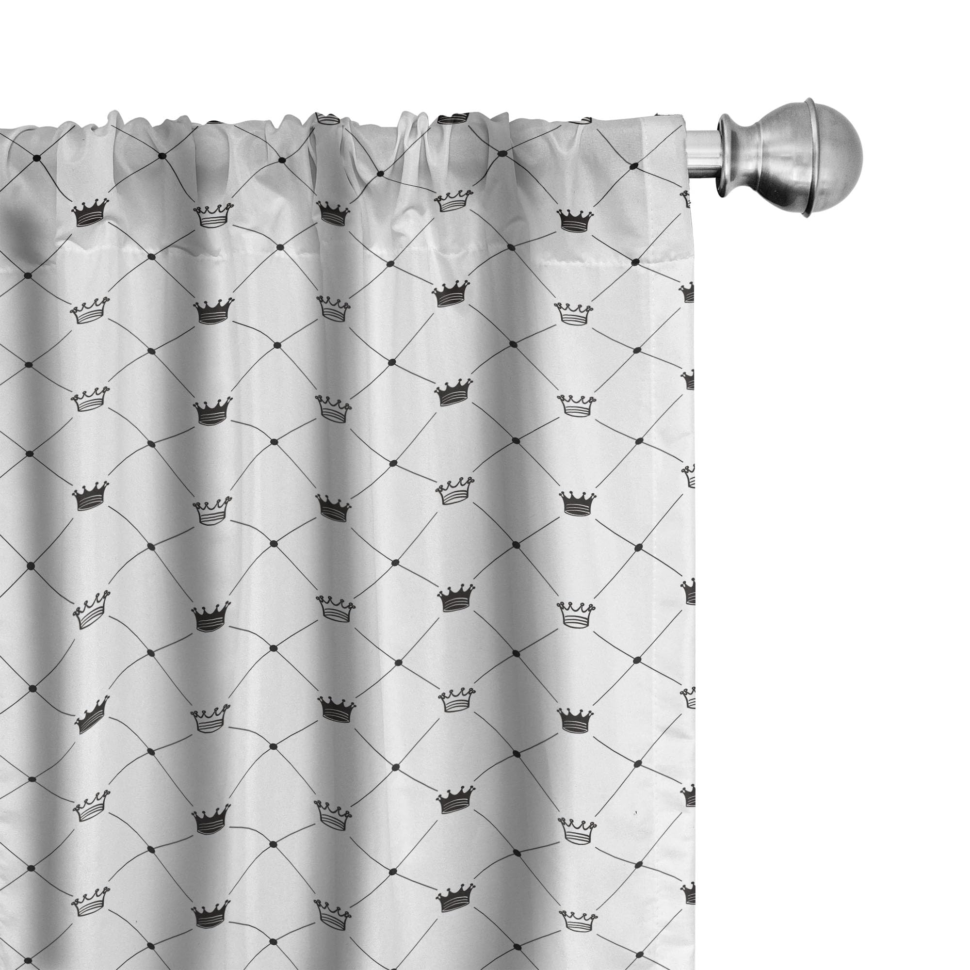 Ambesonne Abstract Window Curtains - Kings Crown Empire Royal Design, Black & White Modern Decor, 2-Panel Set with Rod Pocket (28x63 inches) - Perfect for Living Room, Bedroom & Home Theater Light Control