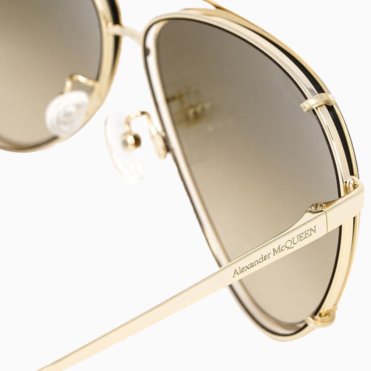 Alexander McQueen Pilot Gold Metal Sunglasses - Luxury Aviator Sunglasses for Men & Women - UV Protection - Perfect for Driving, Travel & Fashion