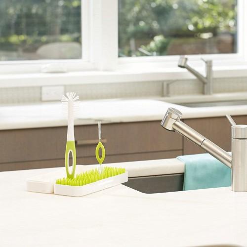 Boon Trip Travel Drying Rack & Bottle Brushes Set - Compact Baby Bottle Cleaning Kit for Travel - Perfect for Breast Pumps, Baby Bottles & Sippy Cups On The Go