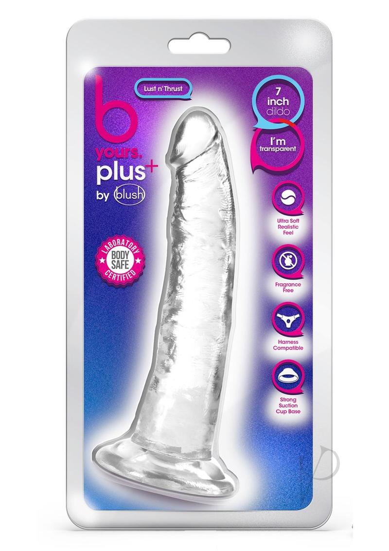 B Yours Plus Lust n' Thrust Realistic Dildo 7.5 Inch Clear - Lifelike Silicone Adult Toy for Solo Play & Couples Intimacy