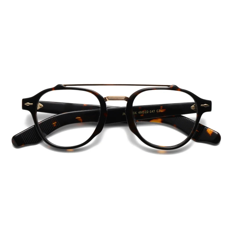 Stylish Unisex Black Acetate Eyeglasses with Double Bridge - Oval Full Rim Frame 63468 | Perfect for Work, Reading & Fashion Accessories