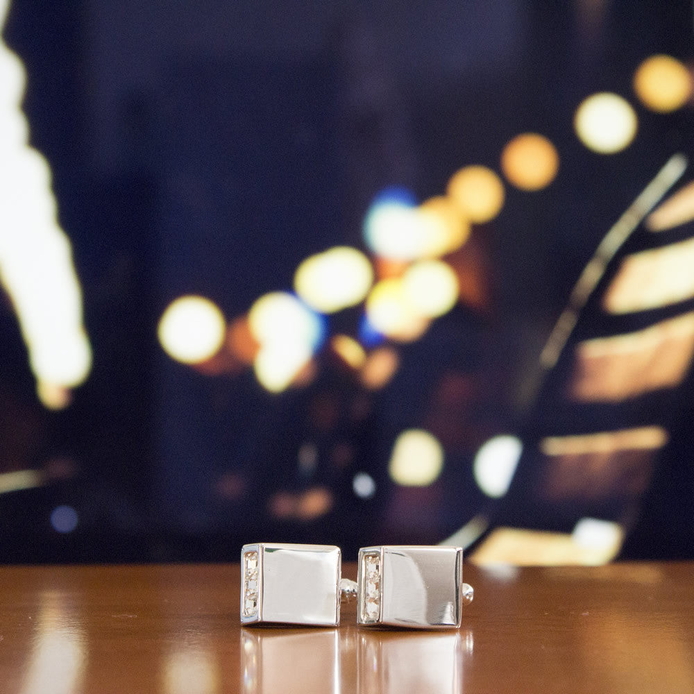 KingCuffs Angled Crystal Cufflinks for Men - Elegant Dress Shirt Accessories for Weddings, Business & Formal Events