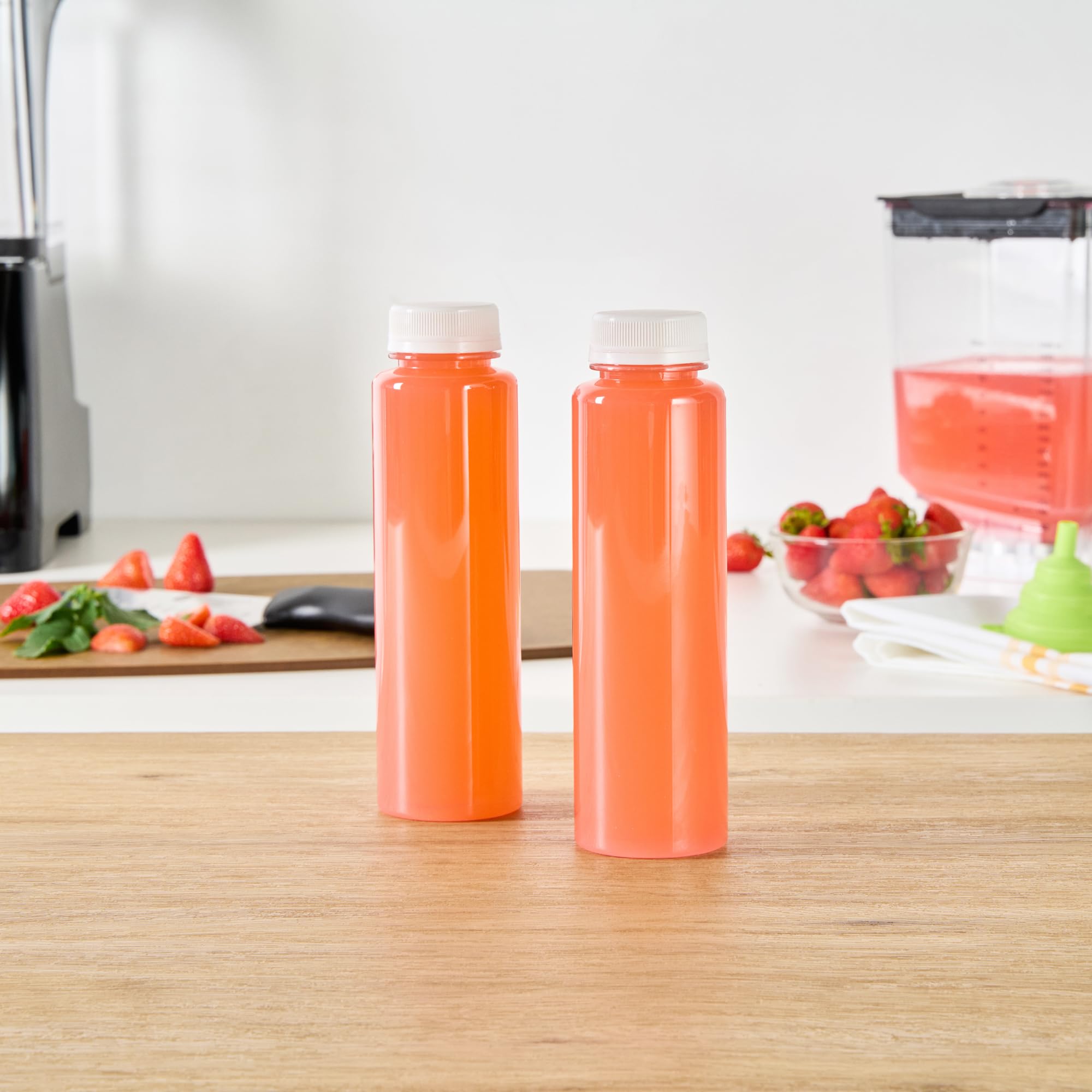 12oz Clear Plastic Juice Bottles with Safety Cap - 100 Pack Recyclable Empty Beverage Containers for Juicing, Milk Tea, Smoothies & More | Perfect for Restaurants, Cafes & Home Use