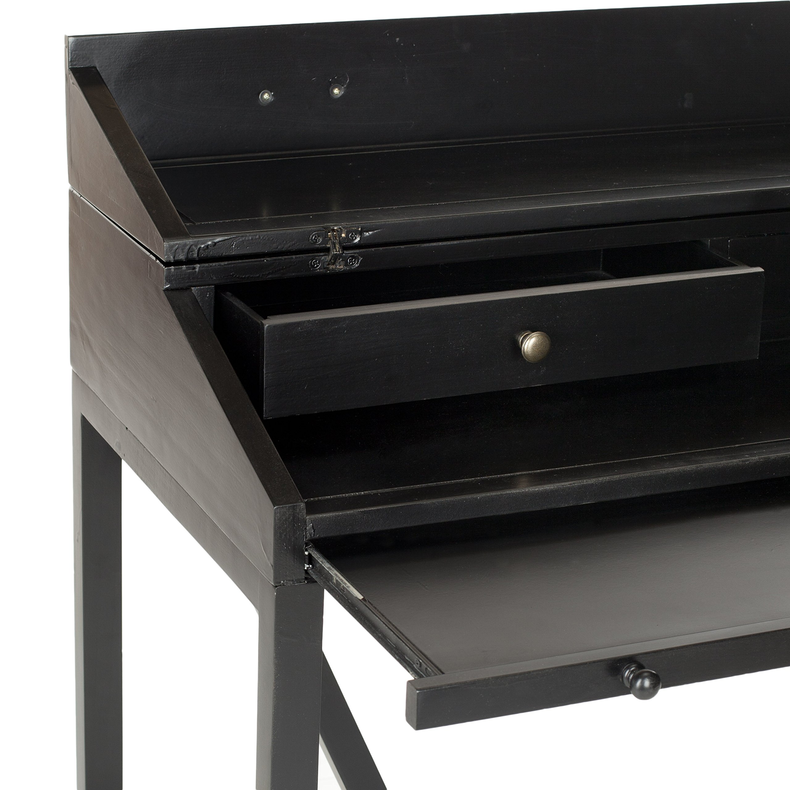 Safavieh American Homes Collection Wyatt Black Writing Desk - Modern Home Office Desk for Study & Work - Perfect for Small Spaces & Apartments