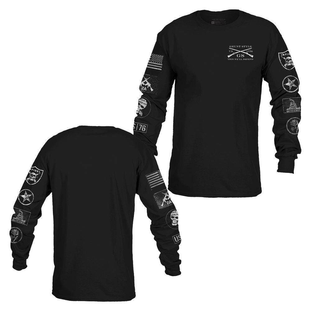 Patch Long Sleeve Shirt for Men - Black Casual Button Up Shirt | Perfect for Office, Date Night & Outdoor Activities