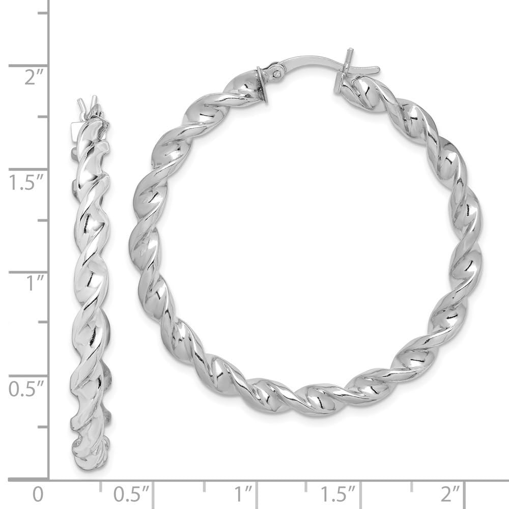 925 Sterling Silver Twist Hoop Earrings for Women - 1.54