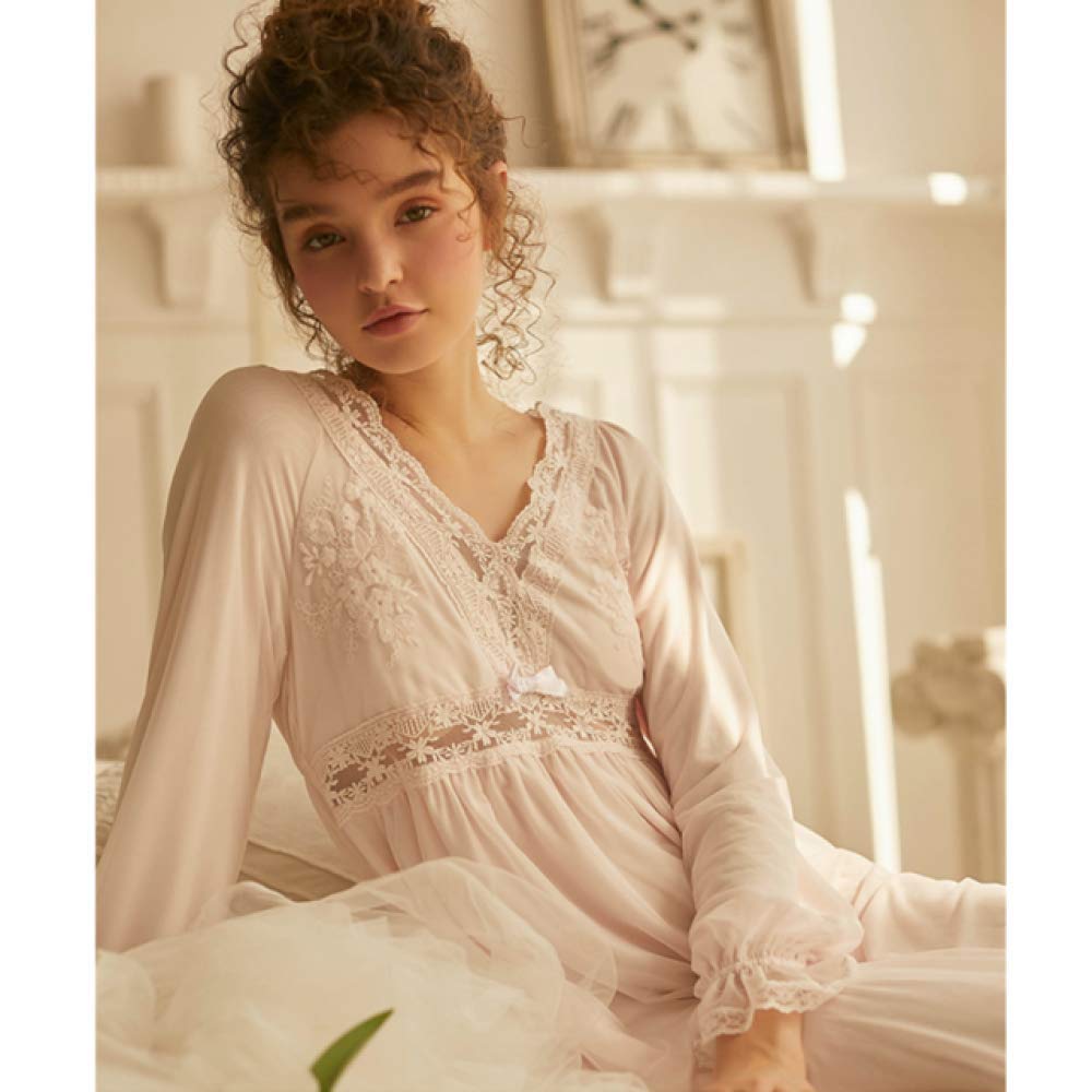 Vintage Cotton Nightgown for Women - Plus Size Autumn Sleepwear, Comfortable Home Night Dress & Lingerie Nighty (Pink) - Perfect for Cozy Evenings, Lounging & Relaxing at Home