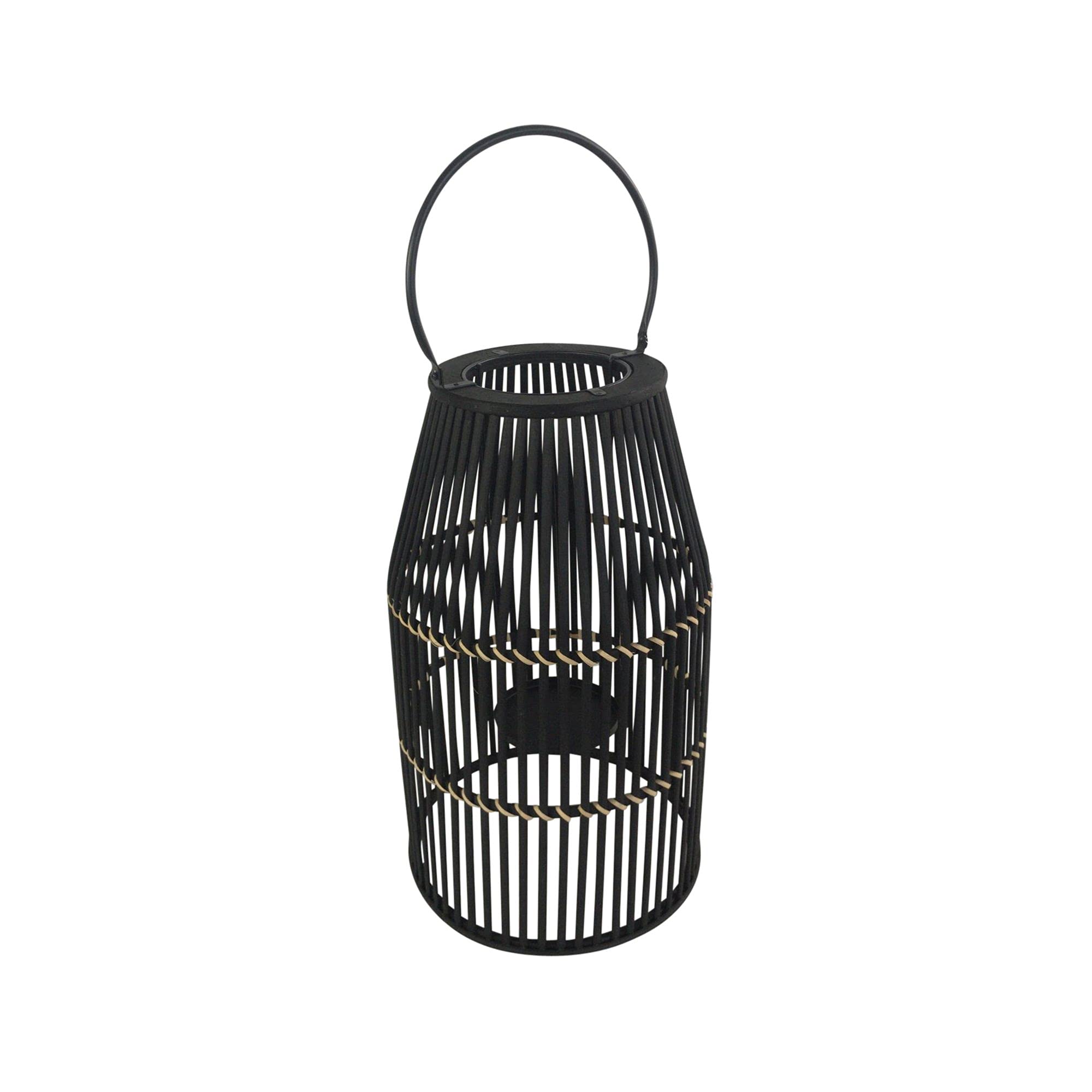 Kingston Living 17-Inch Black Decorative Candle Lantern with Handle - Perfect for Indoor/Outdoor Home Decor, Patio, Garden, and Wedding Centerpieces