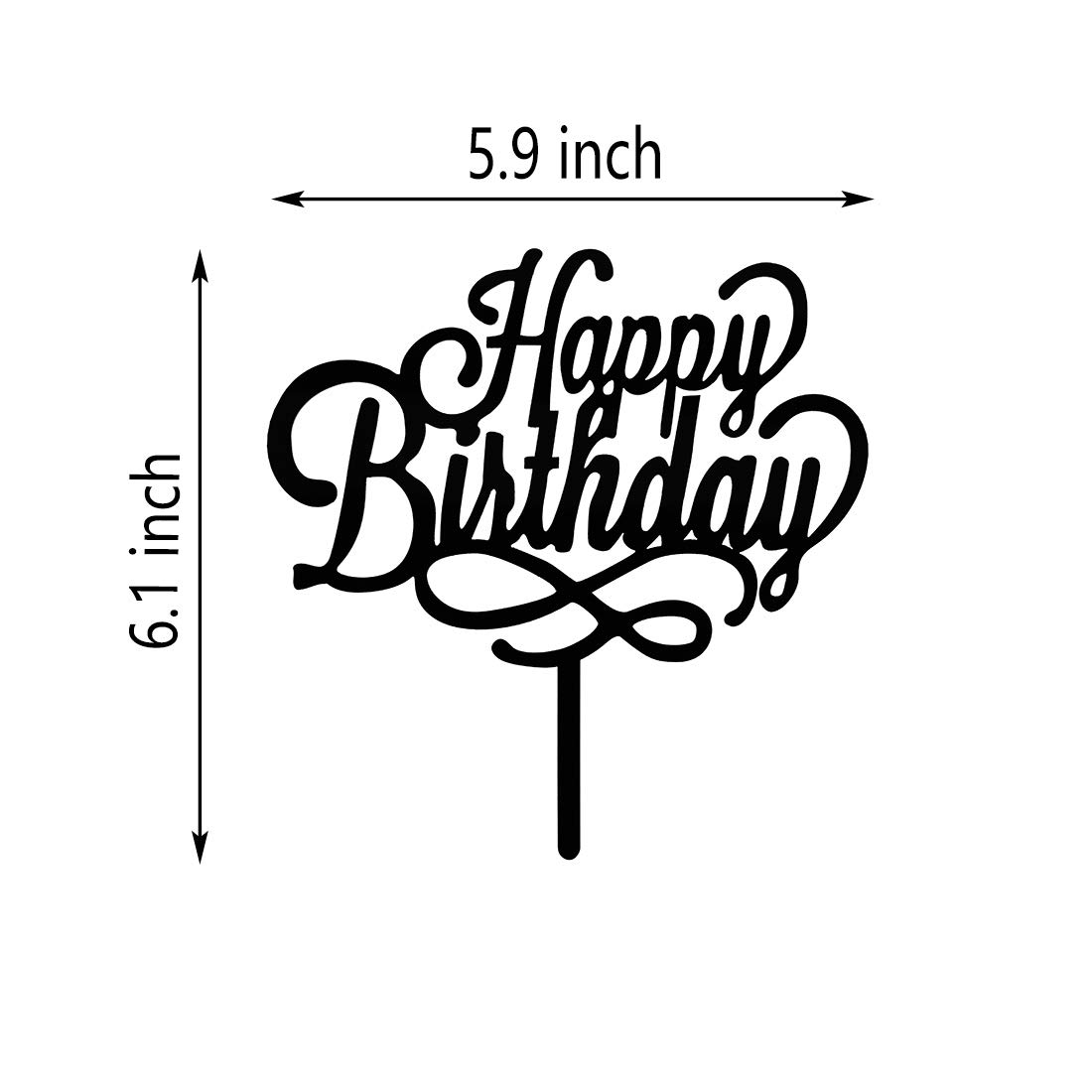 Happy Birthday Cake Topper - Elegant Black Acrylic Cake Decor for Birthday Party, Wedding, Anniversary & Special Celebrations