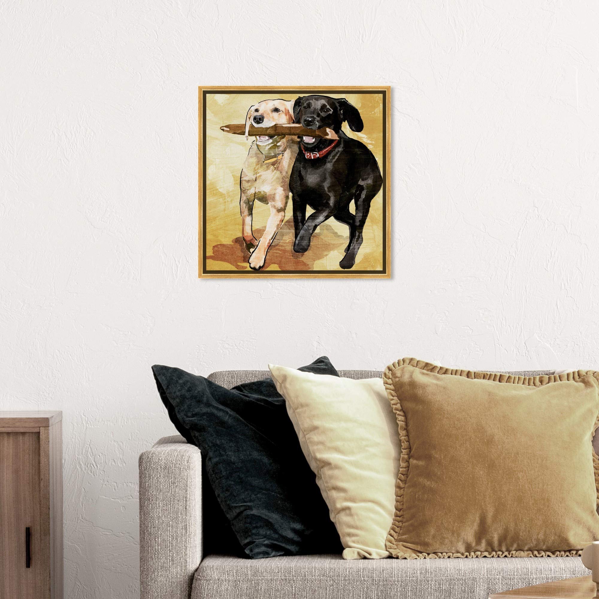 Playtime Dogs and Puppies Framed Wall Art Canvas Prints - Perfect for Living Room, Bedroom, and Nursery Decor