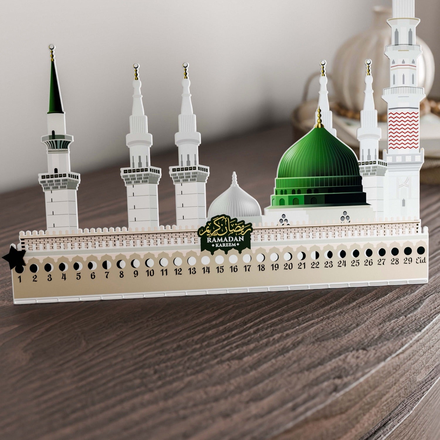 Masjid An Nabawi Ramadan Calendar 2024 - Islamic Wall Art & Table Decor for Ramadan Kareem - Perfect for Home, Mosque & Gift Giving During Holy Month