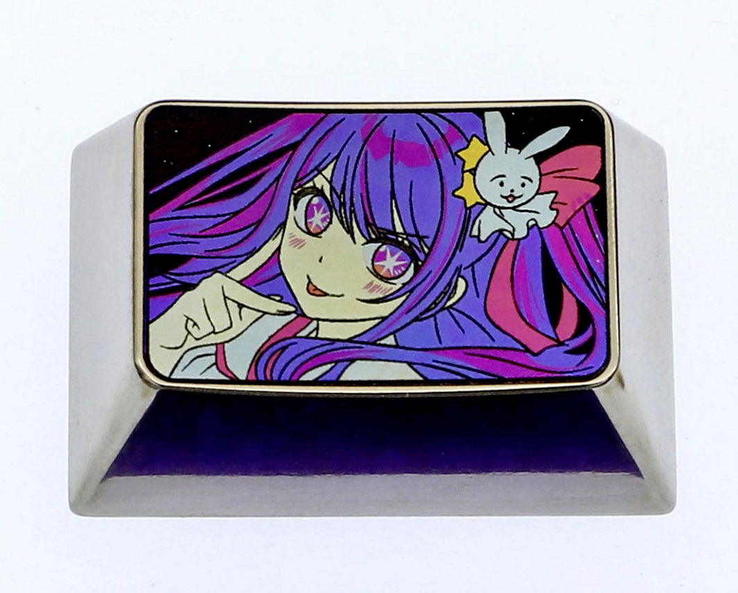 Hoshino Ai 1.5U Titanium Alloy Custom Keycaps - Anime Character Metal Keycaps for Mechanical Keyboard - Perfect for Gaming, Typing & Keyboard Decoration