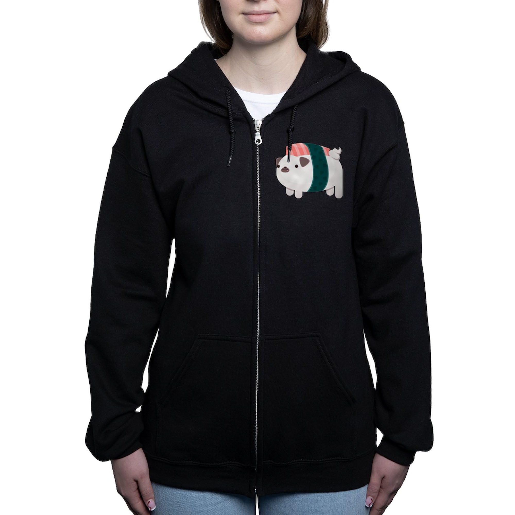 Nigiri Pug Women's Zip Up Hoodie - Cozy Fleece Sweatshirt for Casual Wear & Anime Fans | Perfect for Outdoors, Lounging & Gifts