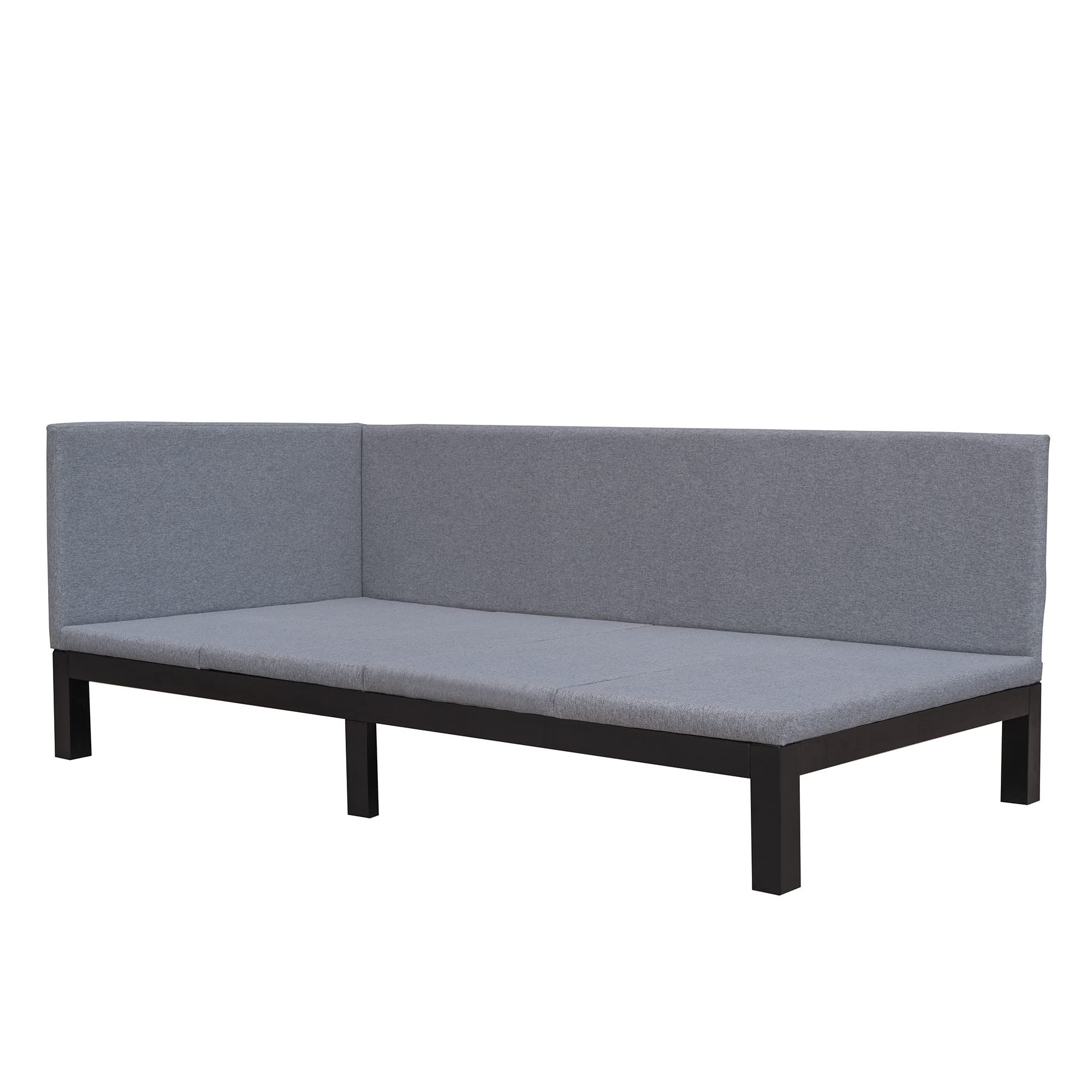 Merax Twin Size Daybed with Gray Upholstered Wood Frame & Linen Cover - Convertible Sofa Sleeper, Futon Bed for Small Spaces, Guest Room & Dormitory - Comfortable Mattress Included for Lounging and Sleeping