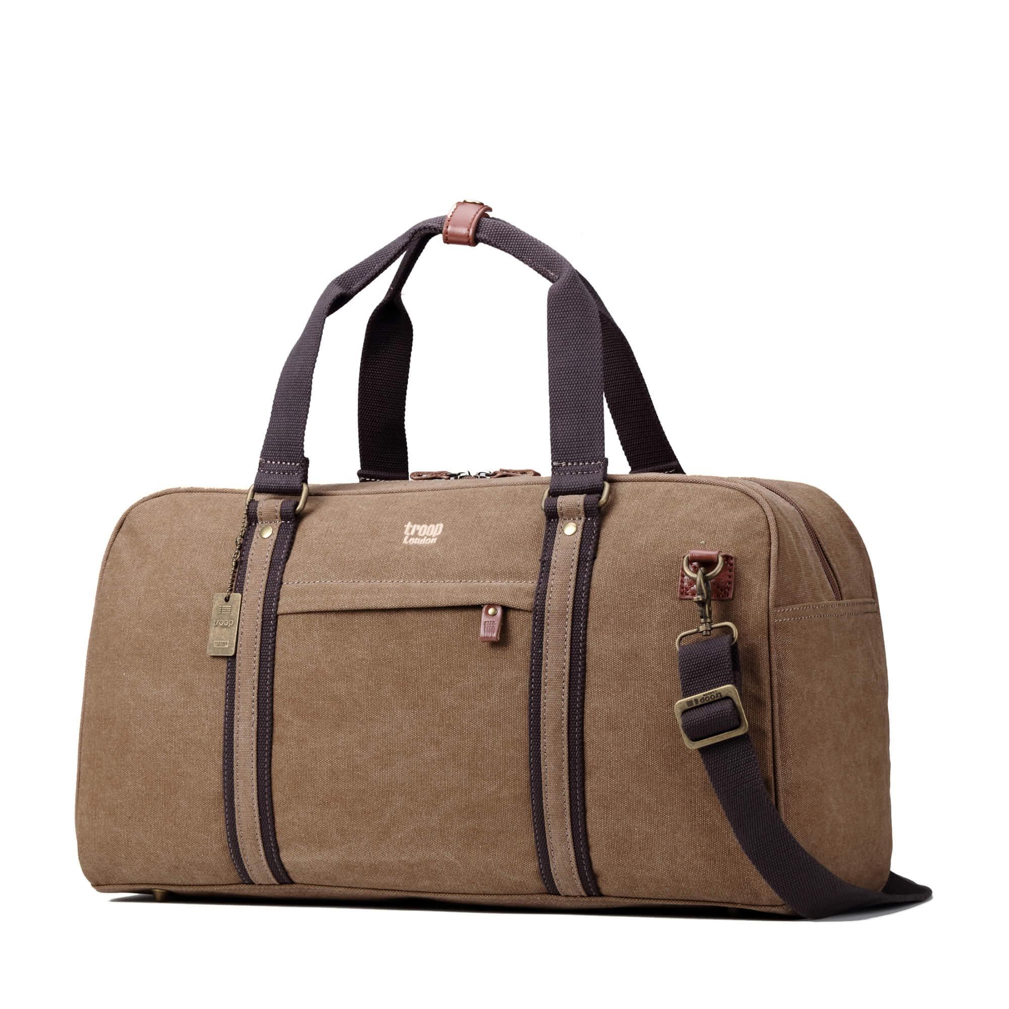TRP0389 Troop London Classic Canvas Travel Duffel Bag - Large Waterproof Holdall for Gym, Weekend Getaways & Air Travel | Durable Carry-On Luggage for Men & Women