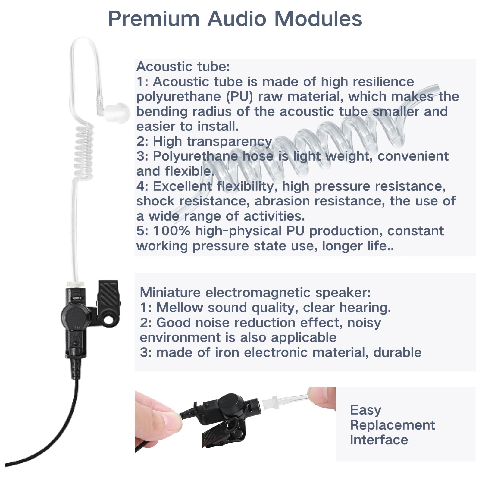 2025 New Walkie Talkie Earpiece with Mic - Compatible with Kenwood, Baofeng, SAMCOM, BTECH, Retevis Radios (UV-5R, BF-F8HP, UV-82HP, UV-888S) - Acoustic Tube Headset for Security, Construction & Outdoor Adventures