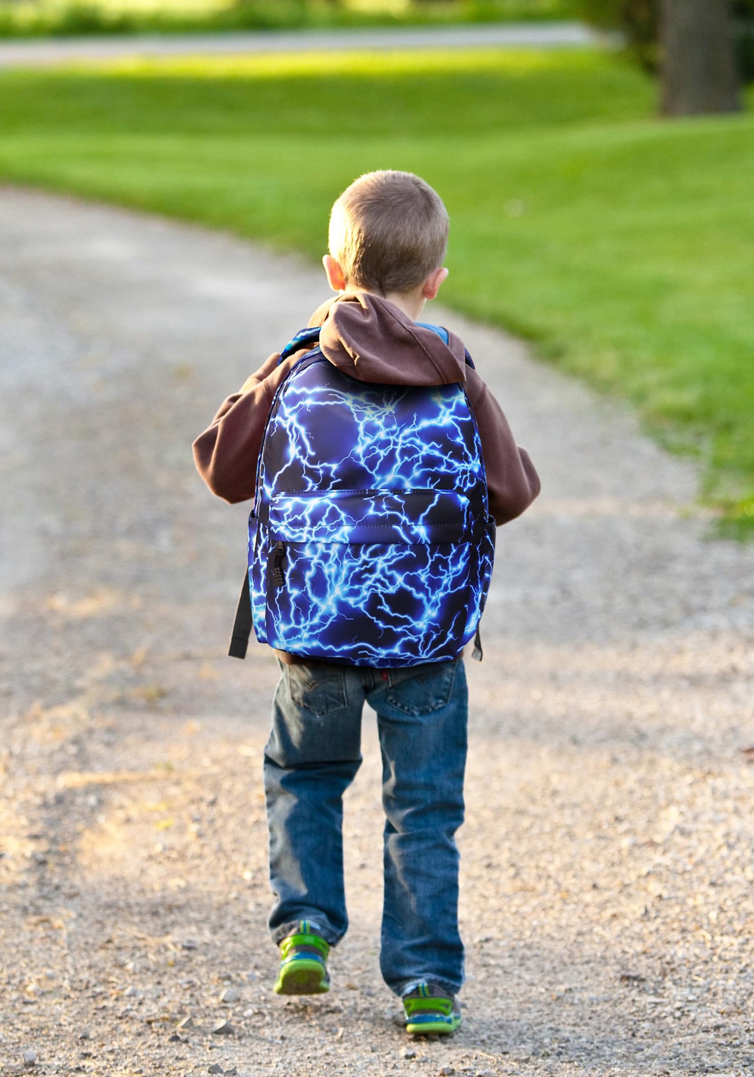 Ecohaso 15.6 Inch Stylish Starry Lightning Backpack - Waterproof Travel Rucksack for Teens, School Bags for Boys & Girls, Durable Outdoor Hiking Camping Backpack (Blue) - Perfect for School, Travel & Weekend Adventures
