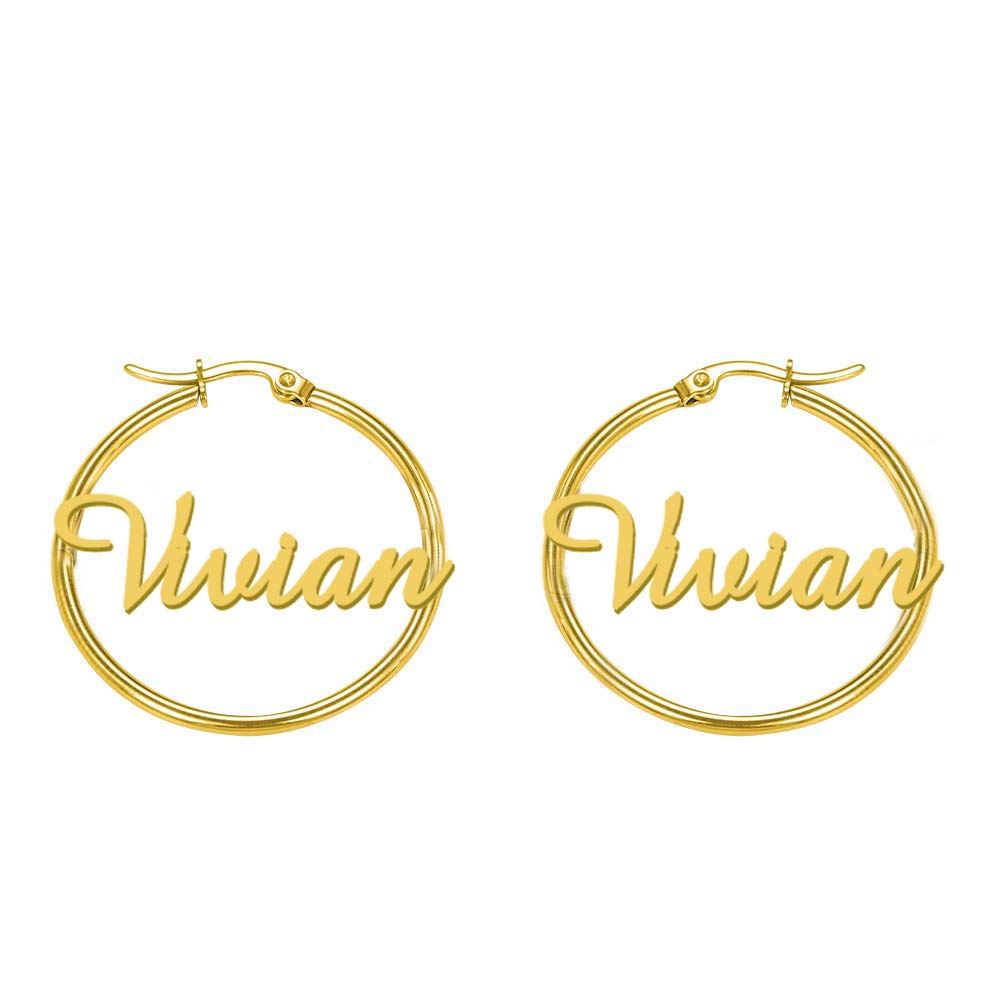 Custom Name Earrings for Women - Gothic Style Monogram Hoop Earrings - Personalized Jewelry Gift - Perfect for Parties, Weddings & Everyday Wear