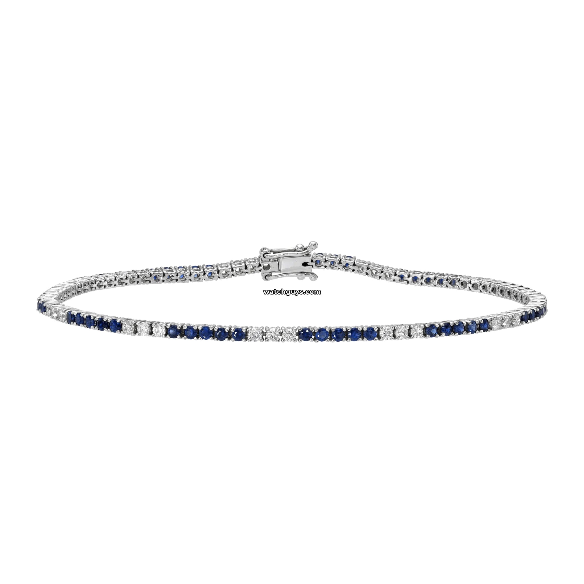 14K White Gold Sapphire and Diamond Tennis Bracelet - 2.25 Carat TW, Elegant Jewelry Gift for Women, Perfect for Weddings, Anniversaries & Special Occasions
